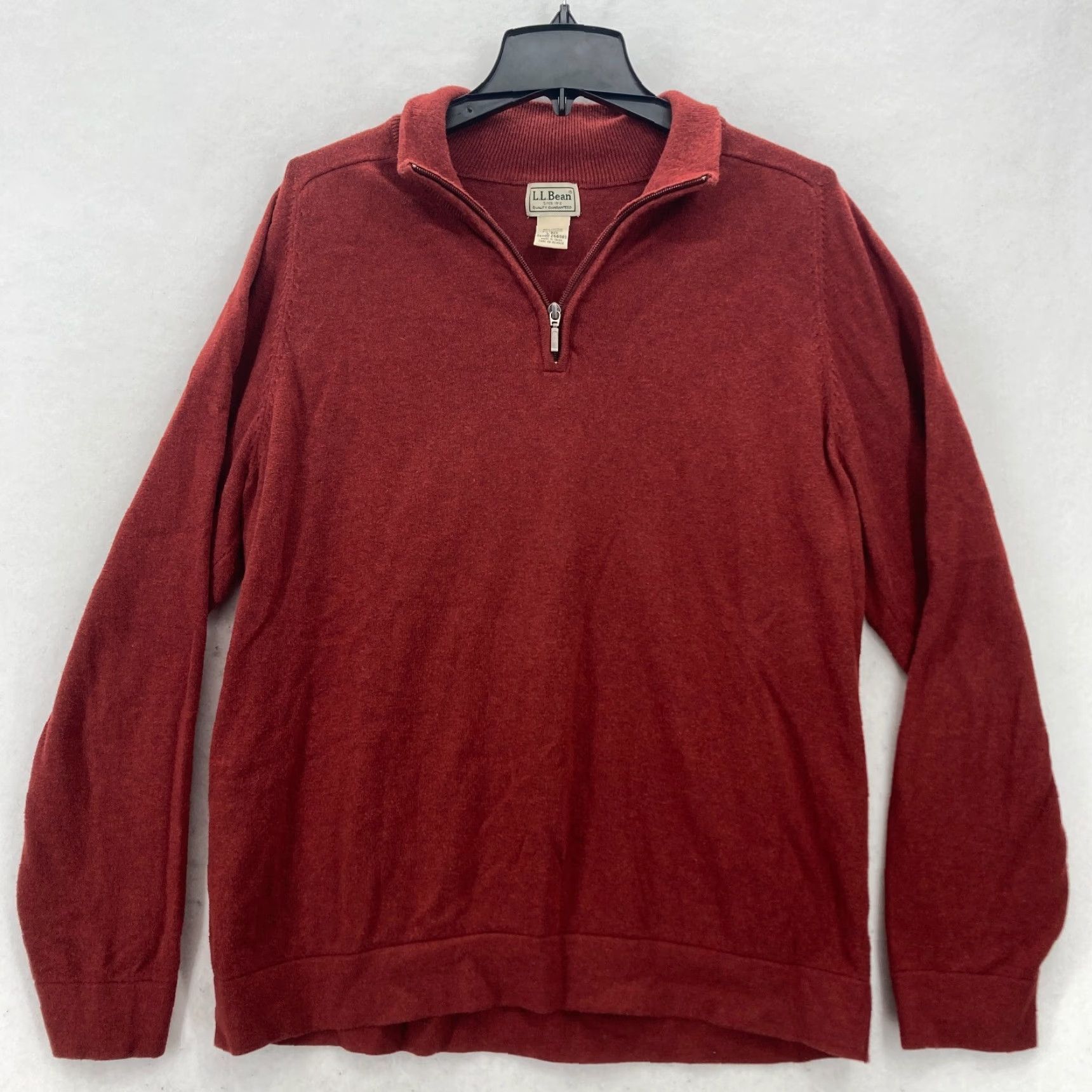 Jos. A. Bank L.L. Bean Cashmere Blend Sweater Mens L Red Mock Neck Quarter Zip Long Sleeve Size US L / EU 52-54 / 3 - 2 Thumbnail