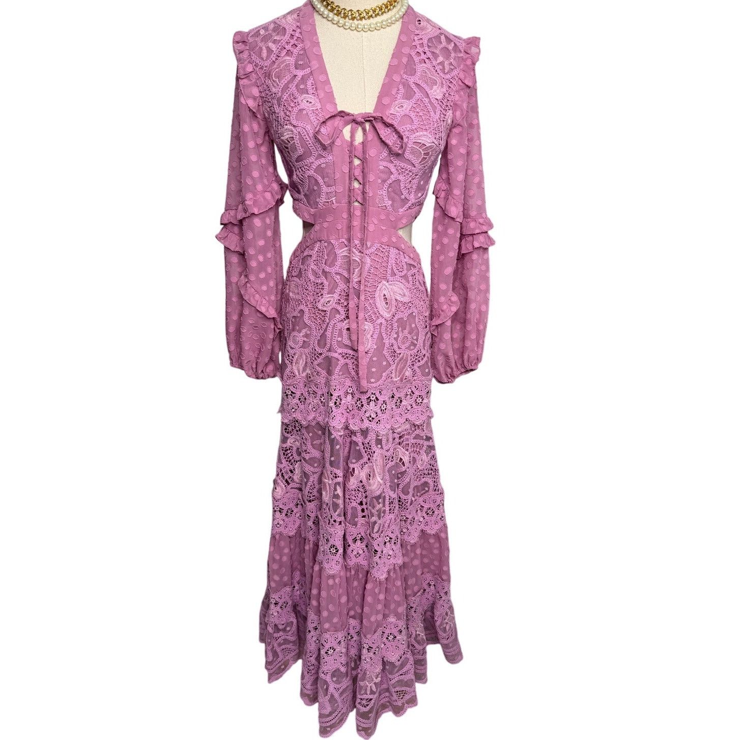ALEXIS Alexis Zendaya Lace Crochet Cut Out Long Sleeve Dress XS Size XS / US 0-2 / IT 36-38 - 6 Thumbnail