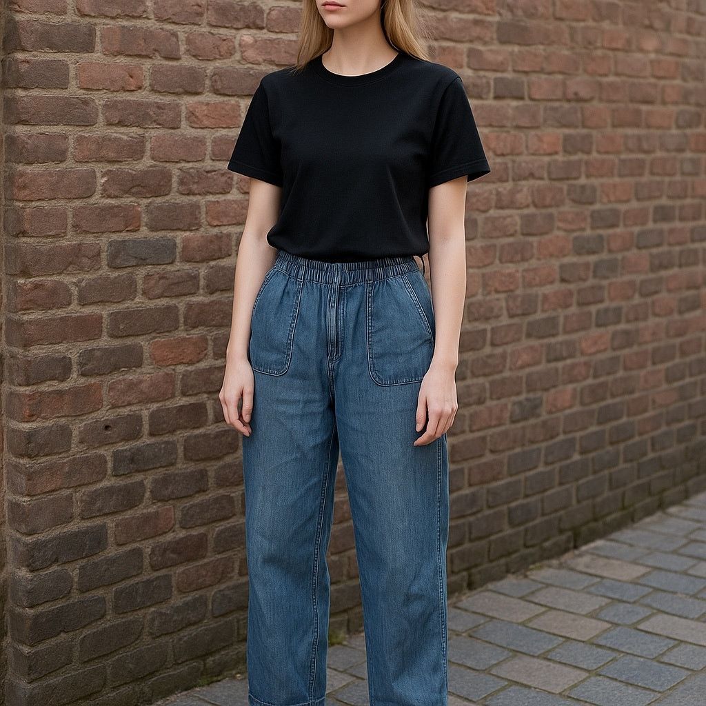 Nordstrom Casual Blue Denim Wide-Leg Pants Size 27" / US 4 / IT 40 - 1 Thumbnail