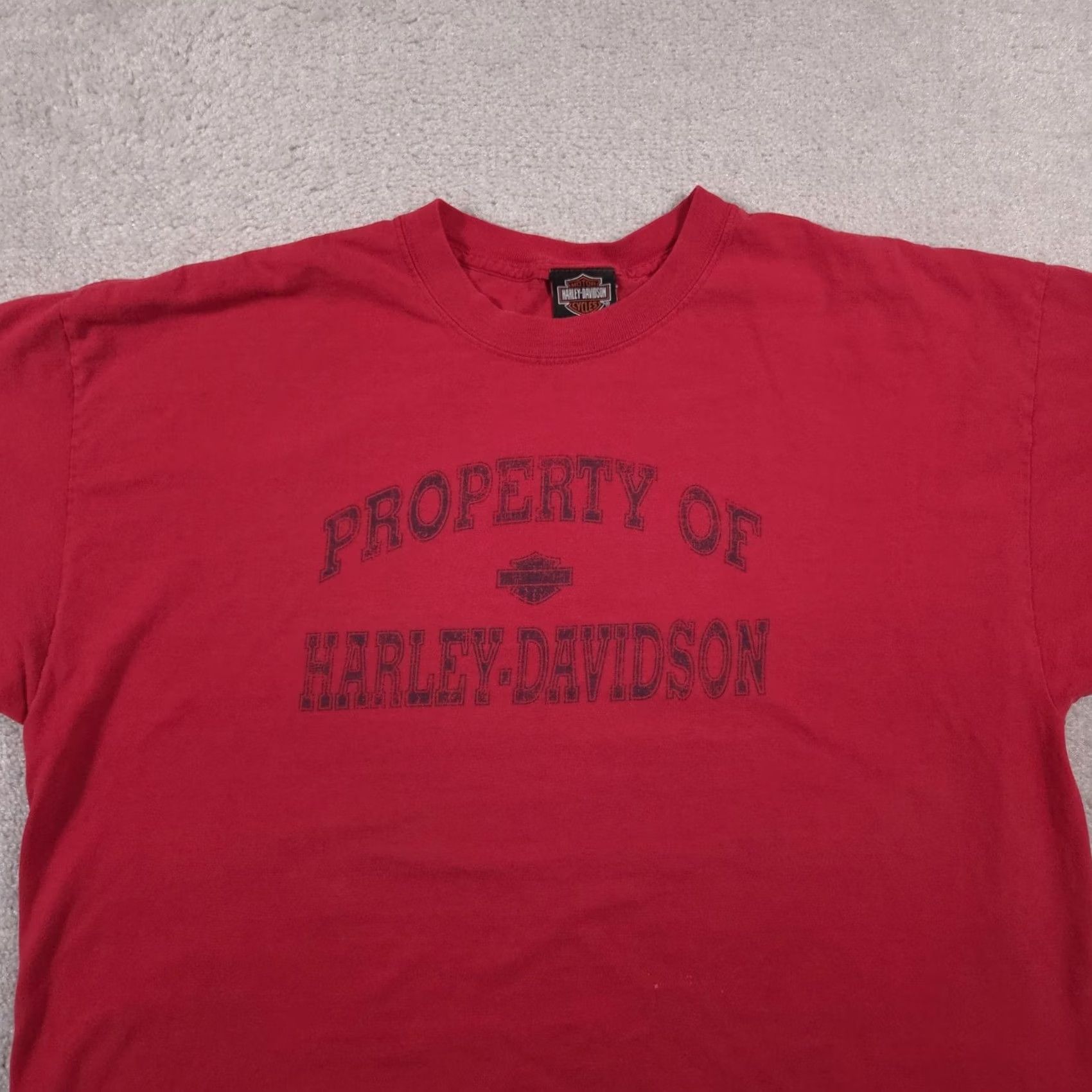 Harley Davidson VINTAGE Harley-Davidson Shirt Mens 2XL Property Of Kansas City Motorcycle Graphic Red Crew Neck Short Sleeve Cotton Graphic Print Mens Size US XXL / EU 58 / 5 - 3 Thumbnail
