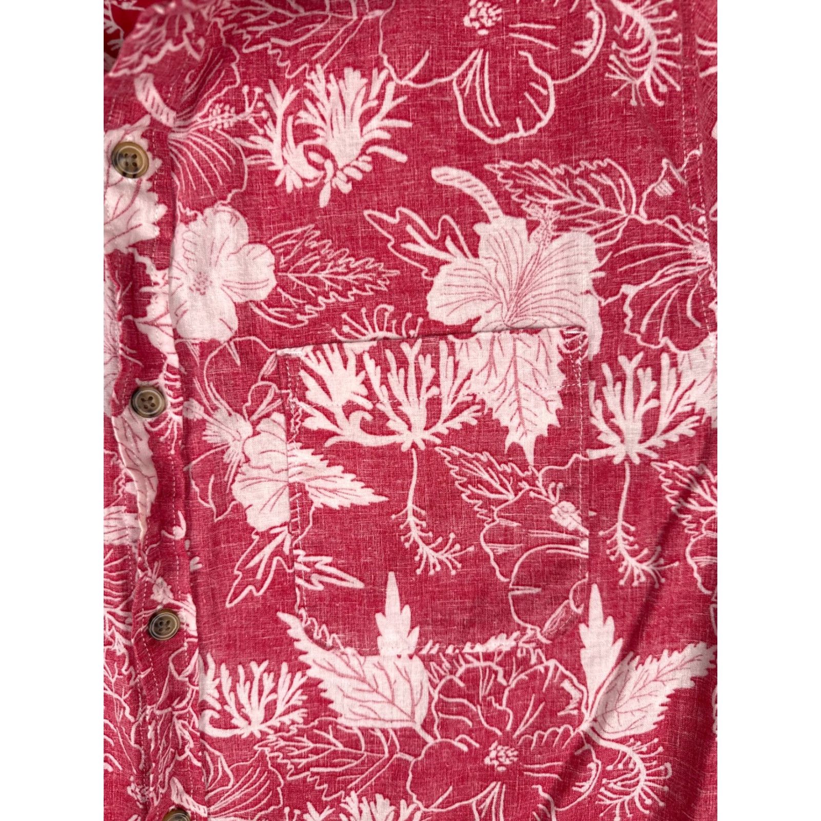 Croft & Barrow Croft & Barrow Shirt Men M Red Floral Button Linen Cotton Hawaiian Aloha Beach Vacation Casual Shirt Size US M / EU 48-50 / 2 - 6 Thumbnail