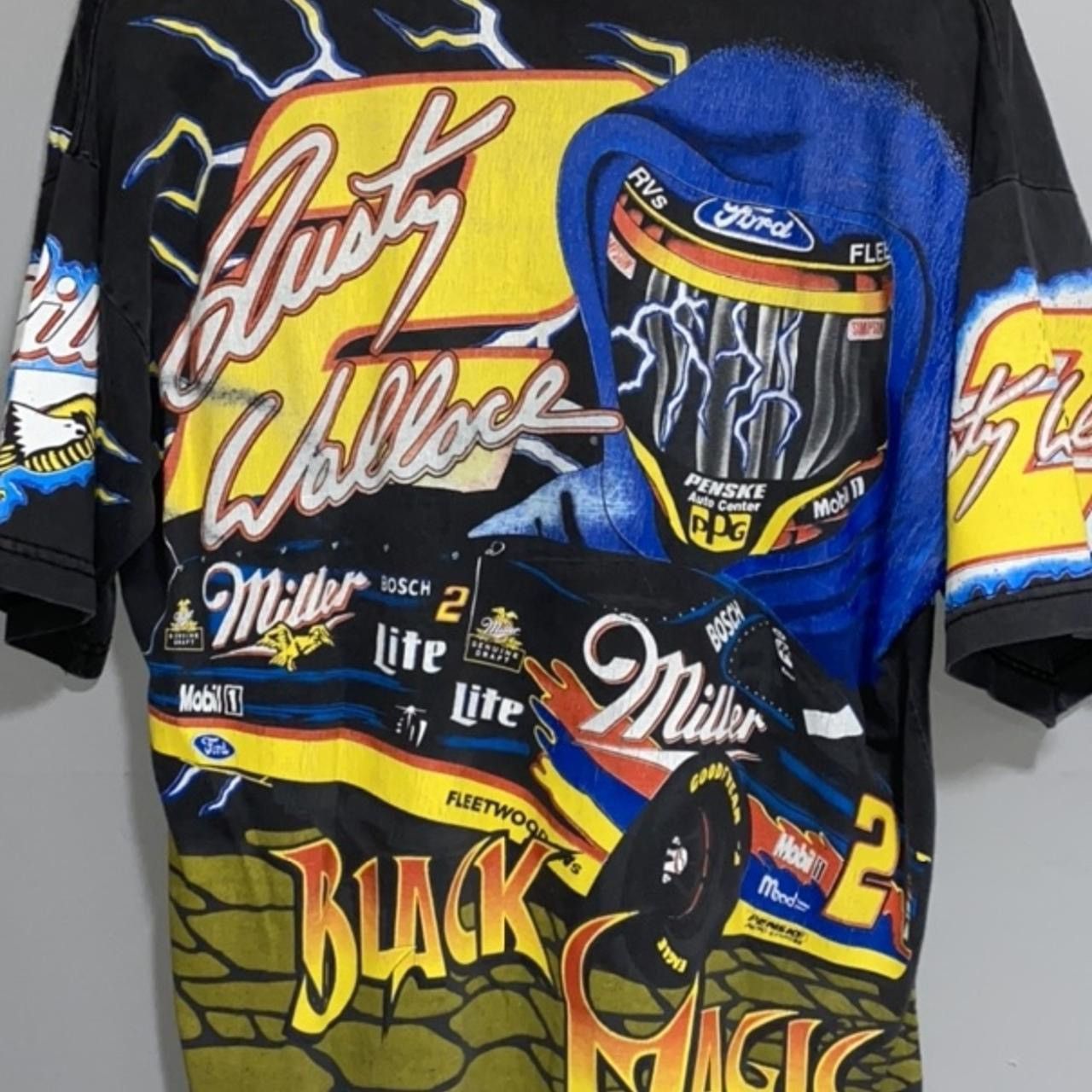 Vintage Rusty Wallace “Black Magic” lightning nascar tee Size US L / EU 52-54 / 3 - 4 Thumbnail