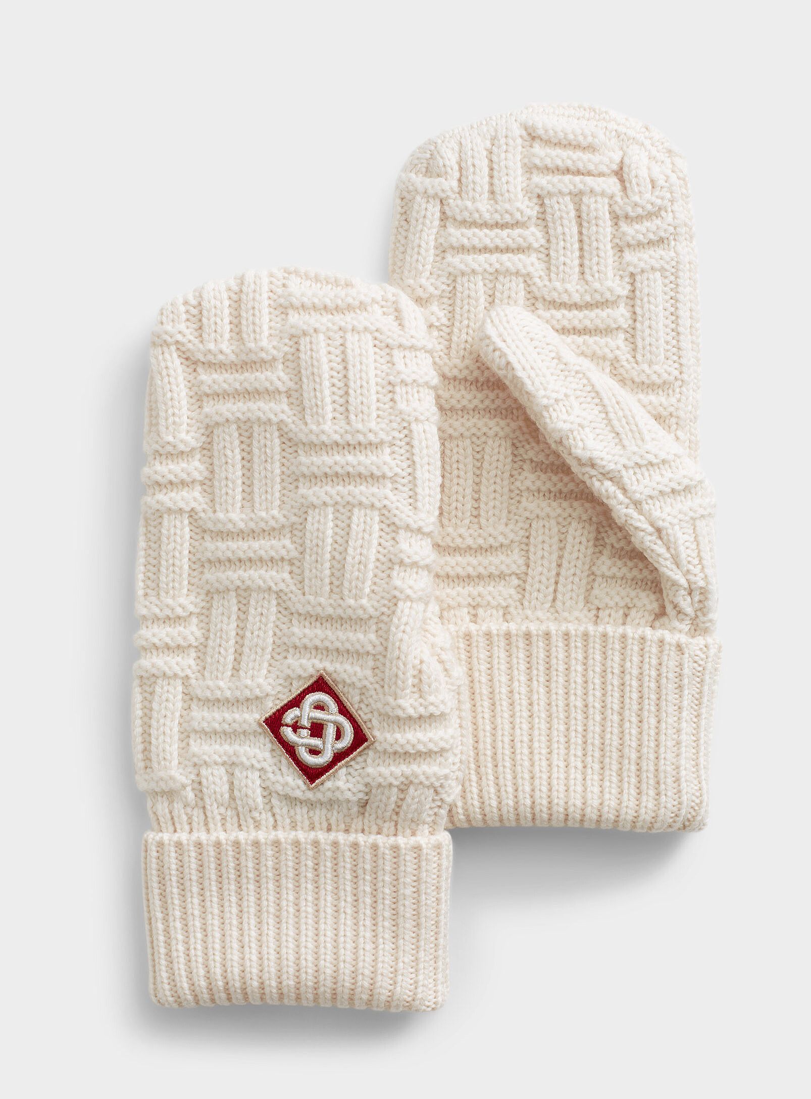 Casablanca BNWT AW24 CASABLANCA COLUMN STITCH MITTENS GLOVES Size ONE SIZE - 1 Thumbnail