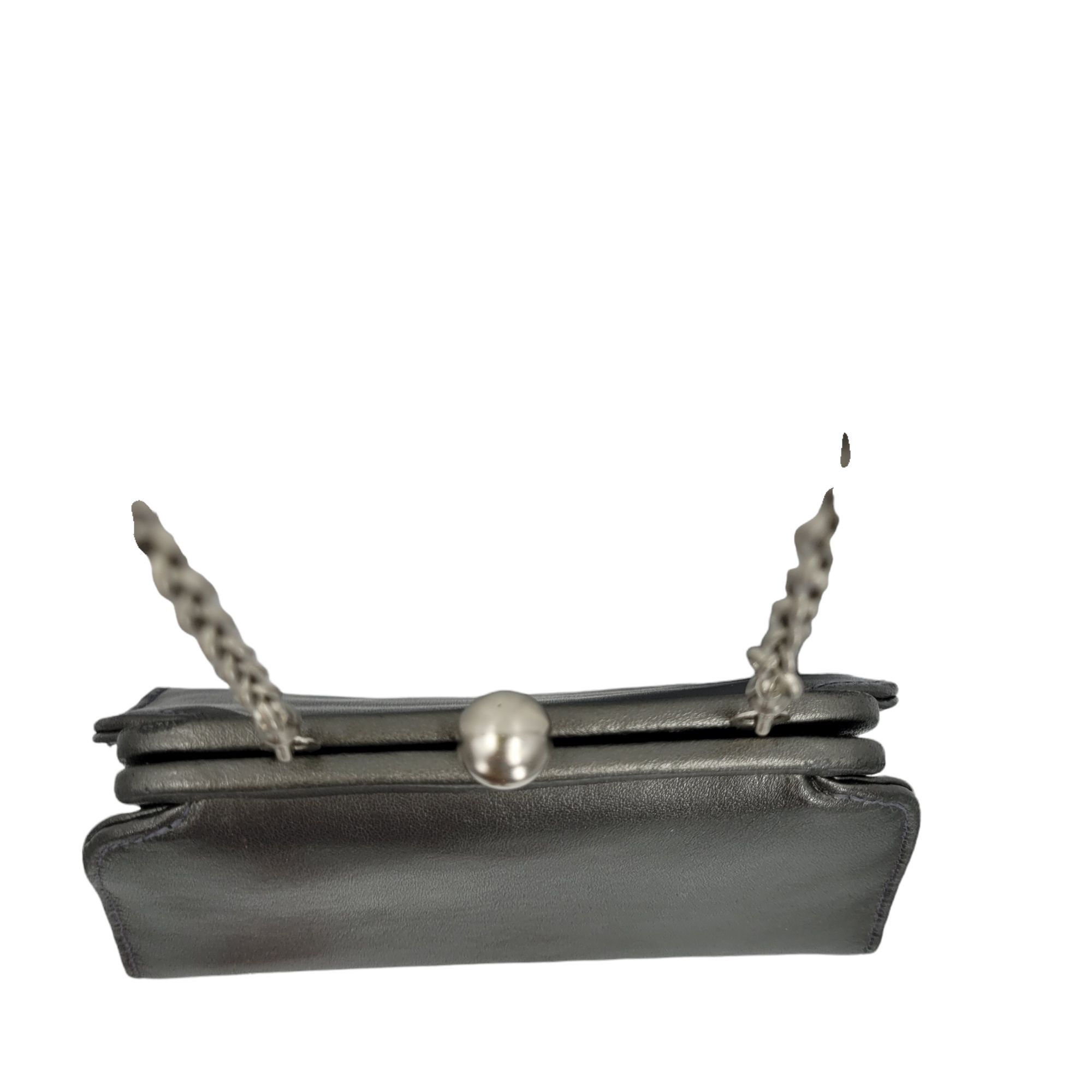 Vintage Vtg Inge Christopher Evening Bag Gunmetal Gray Faux Leather Size ONE SIZE - 5 Thumbnail