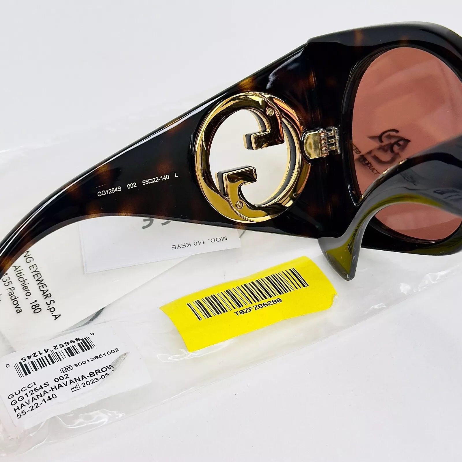 Gucci GUCCI 1254 Brown Gold Logo Gg1254S Oversized Mask Flat 002 Size ONE SIZE - 3 Thumbnail