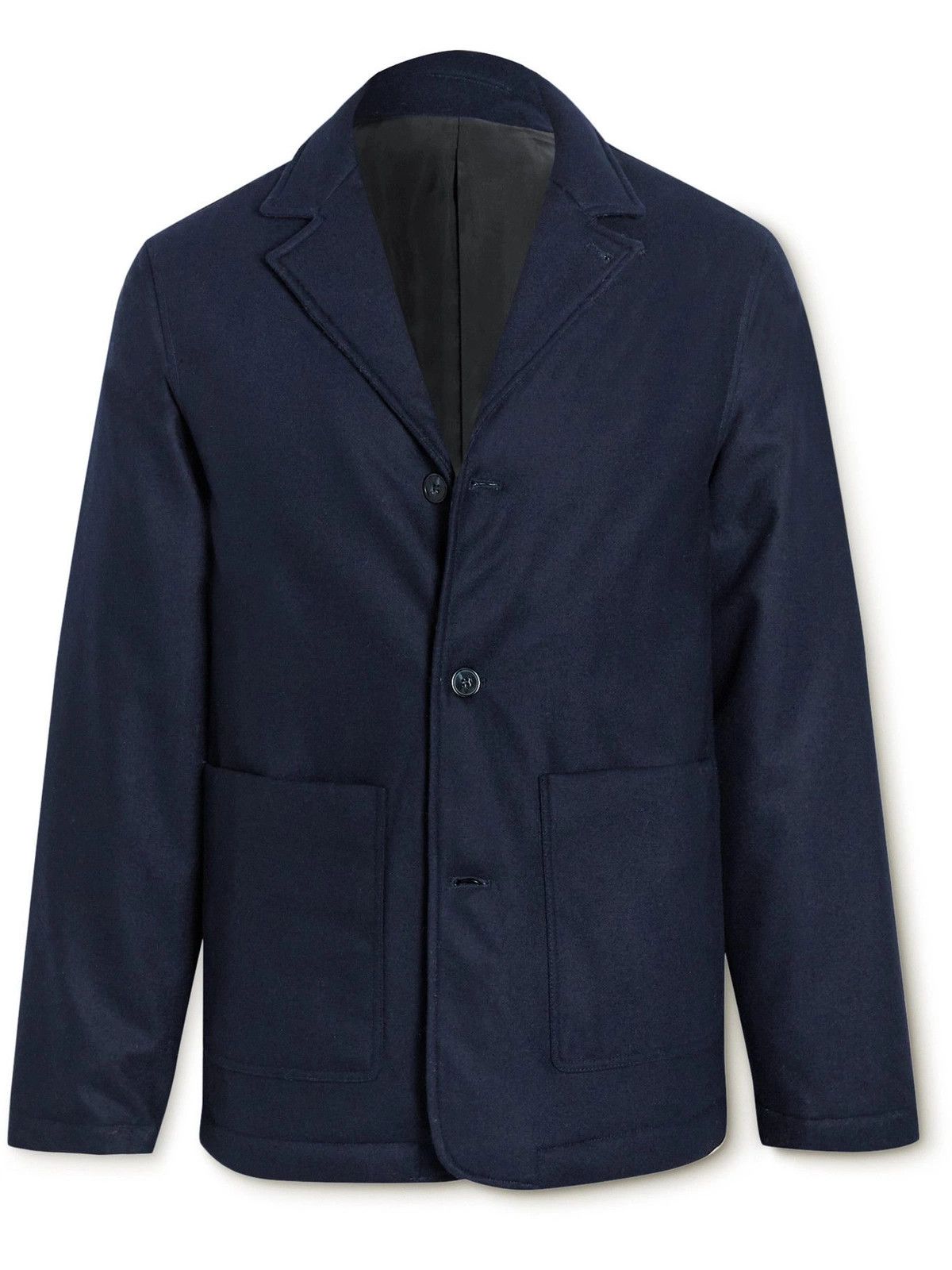 Officine Generale o1mle1025 Adrien Padded Flannel Wool Jacket in Navy Blue Size US M / EU 48-50 / 2 - 1 Thumbnail