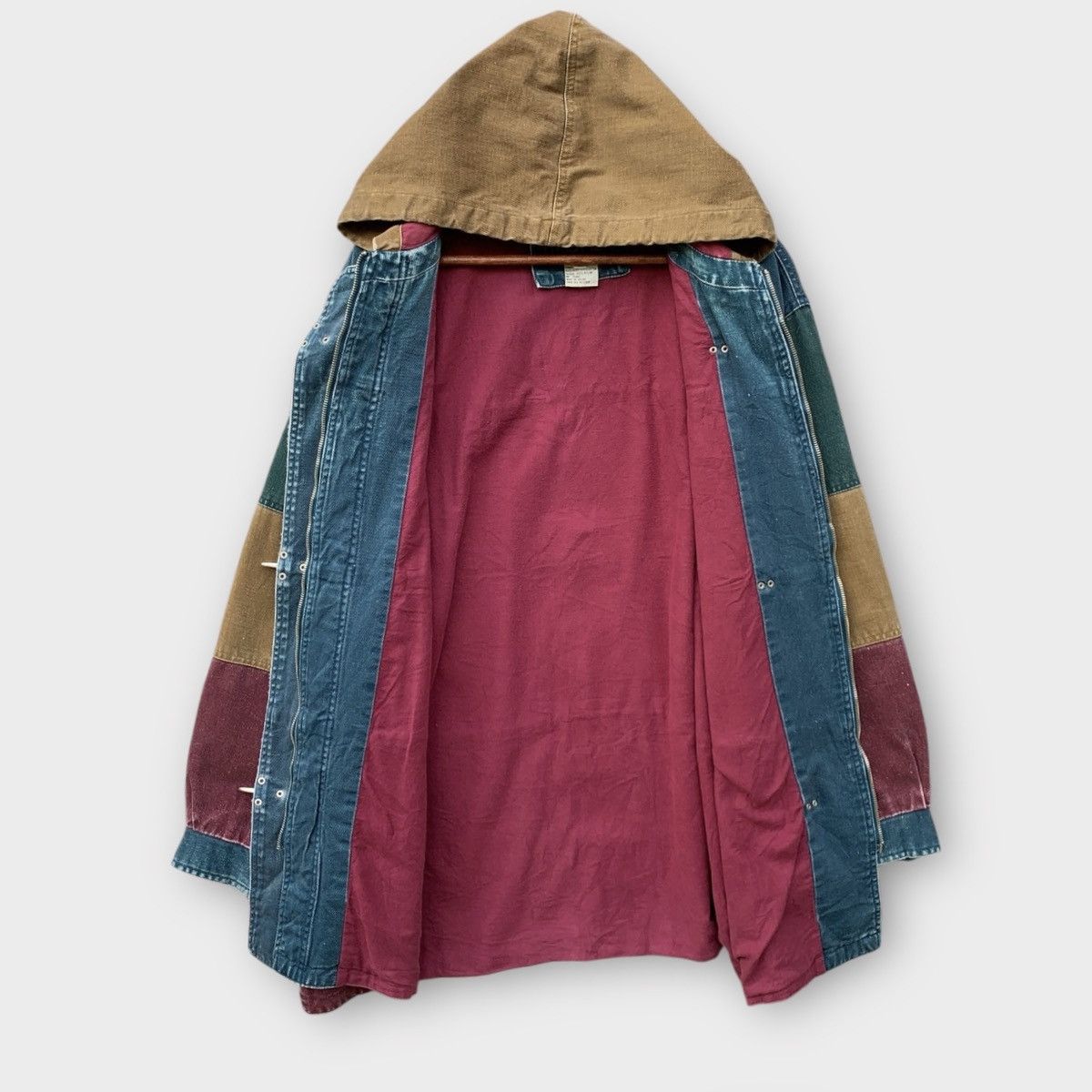 Vintage VINTAGE COLOUR BLOCK CLIMATE ZONE DENIM HOODIE JACKET Size US XL / EU 56 / 4 - 3 Thumbnail