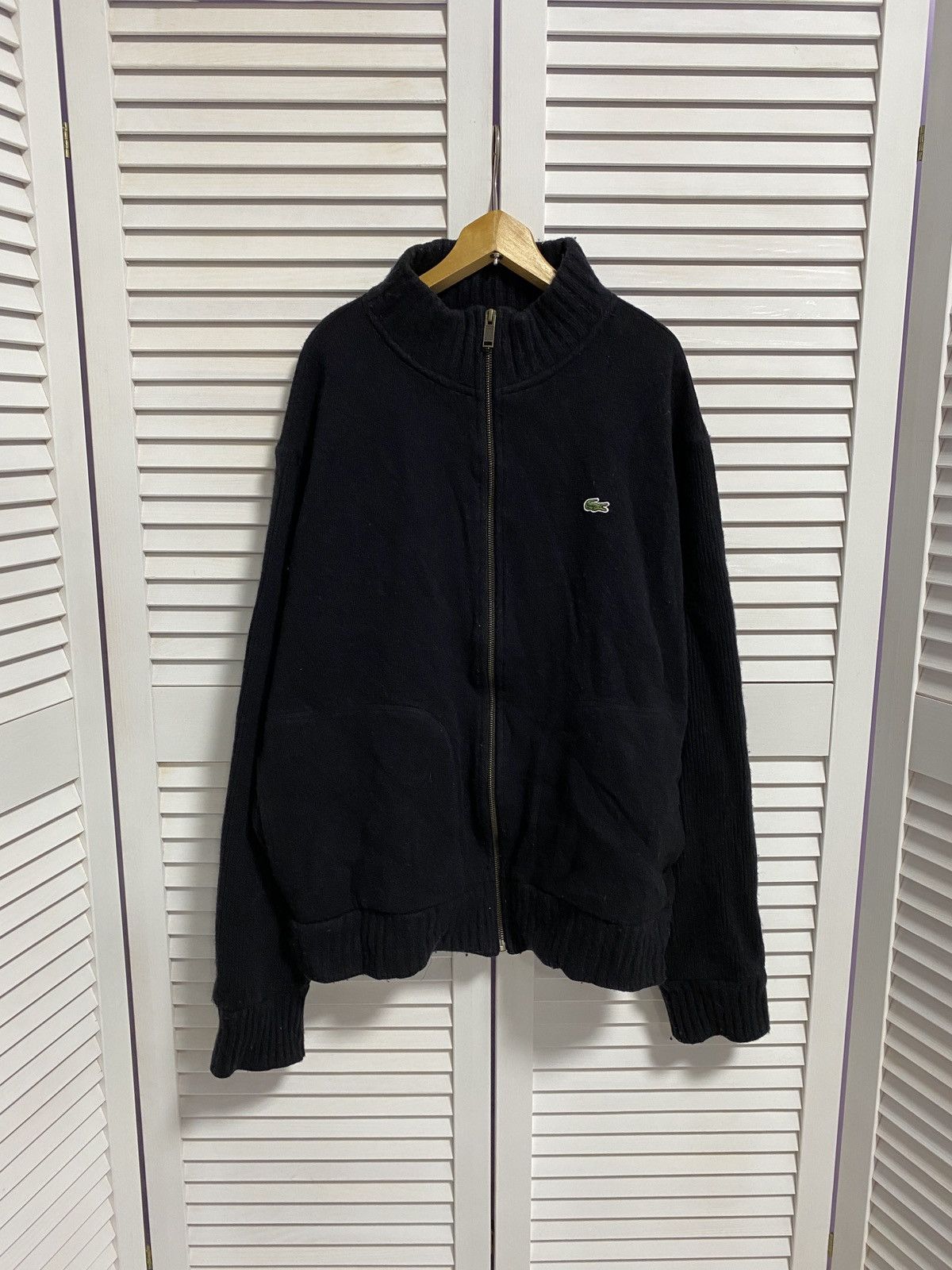 Lacoste 🥵 Vintage 90s Zip Up Sweater LACOSTE WOOL Mini Logo CASUAL Size US L / EU 52-54 / 3 - 1 Thumbnail
