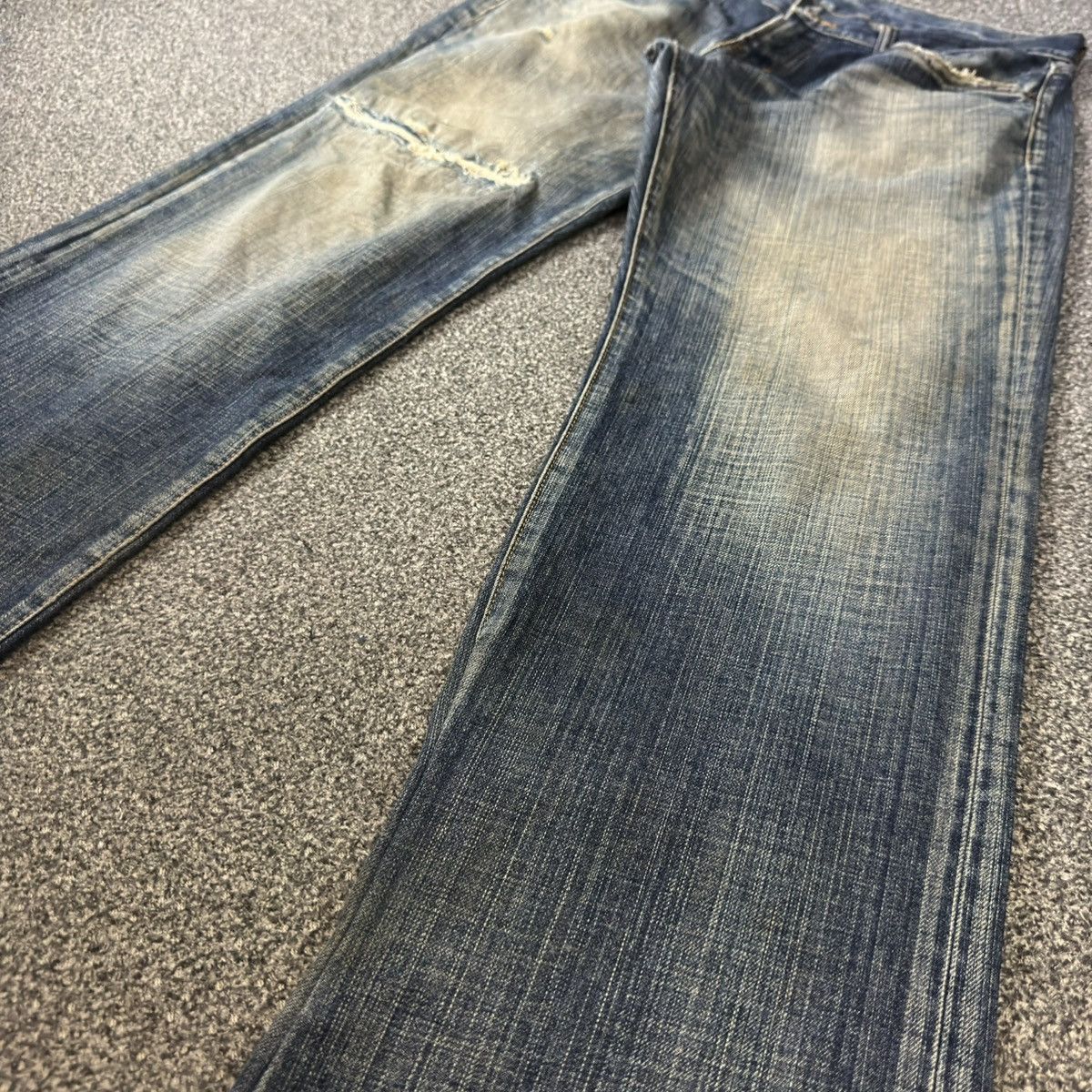 Japanese Brand 🇯🇵 Vintage 90s Japanese Bobson Destroyed Crack Wash denim Size US 35 - 6 Thumbnail