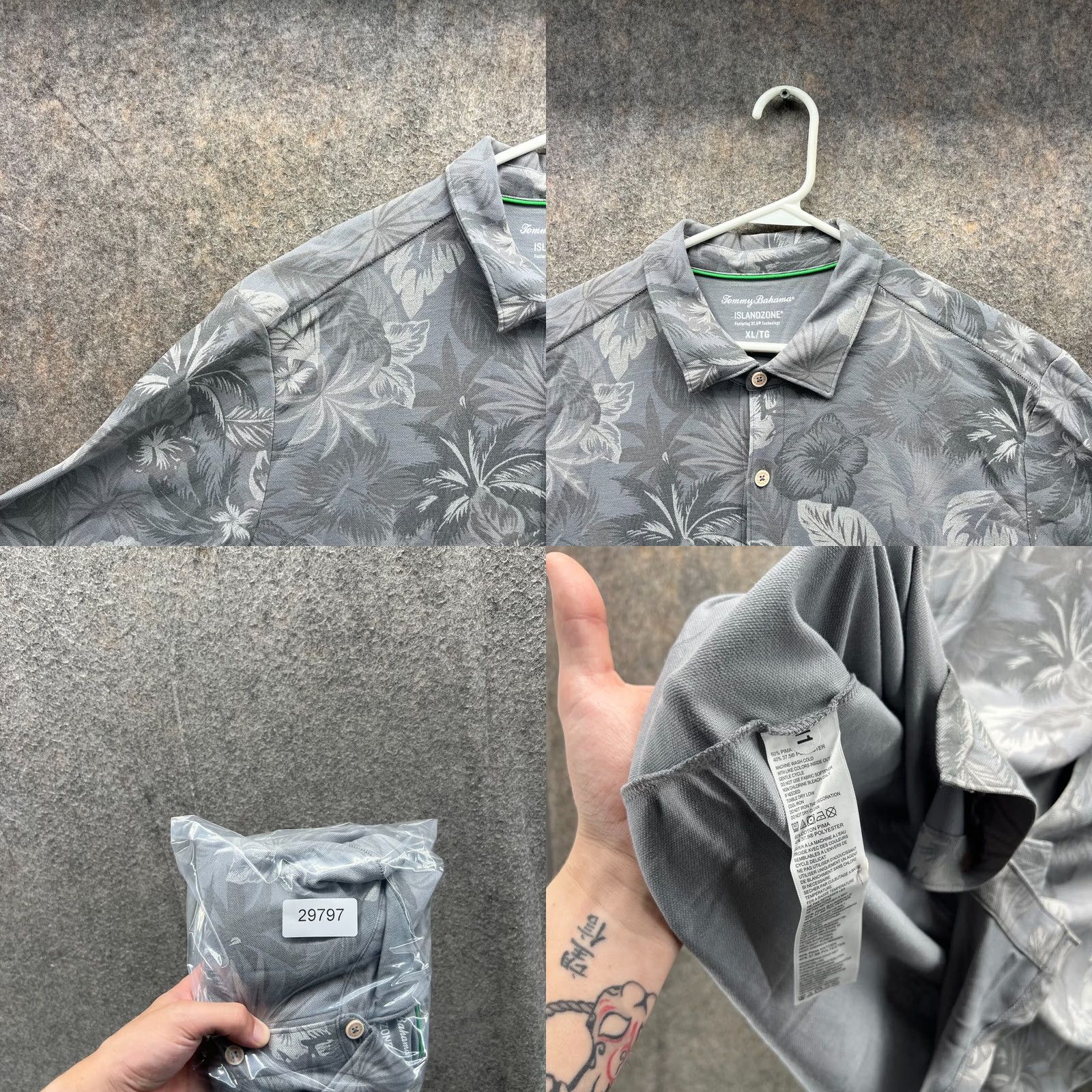 Tommy Bahama Tommy Bahama Shirt Mens XL Gray Button Down IslandZone Fire Camp Floral Hawaiian Size US XL / EU 56 / 4 - 8 Thumbnail