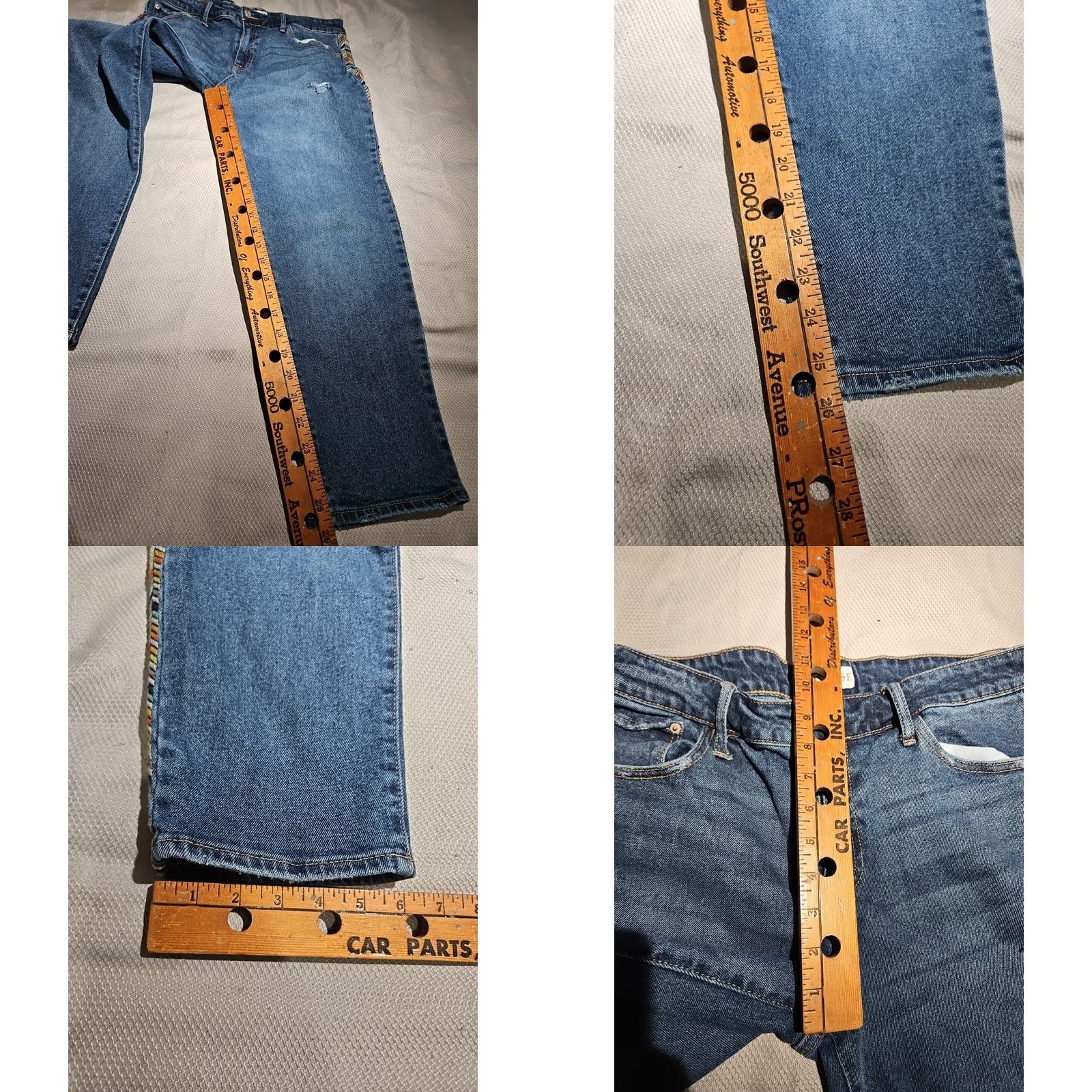 Vintage Knox Rose Jeans Womens 10 Blue Size Straight Aztec Embroidered Casual Denim Pant Size 32" / US 10 / IT 46 - 8 Thumbnail