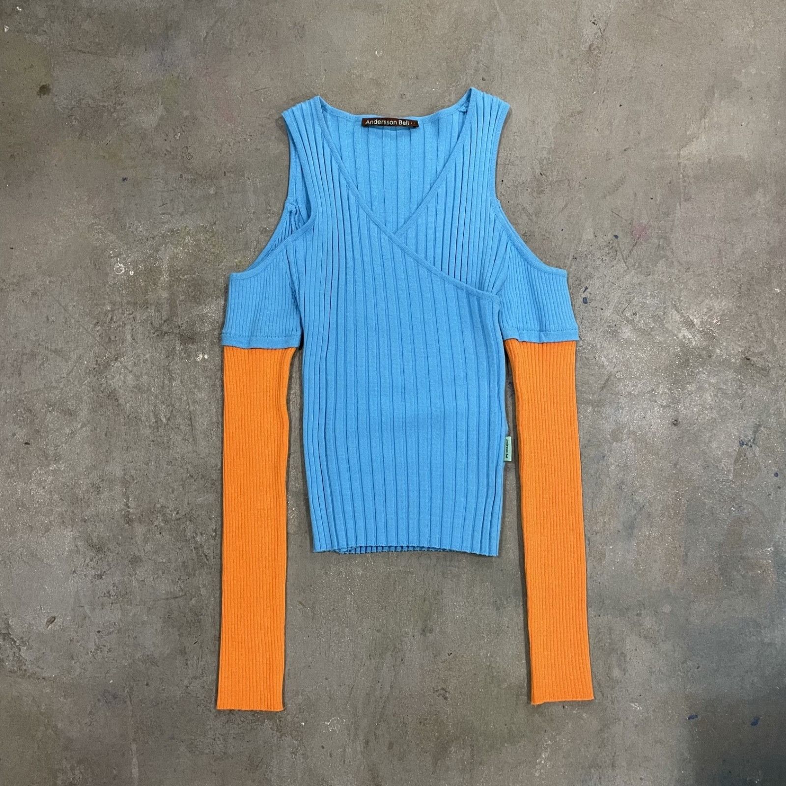 Andersson Bell Andersson Bell Ribbed Knit Rayon Nylon Top 9376AC Size L / US 10 / IT 46 - 1 Thumbnail