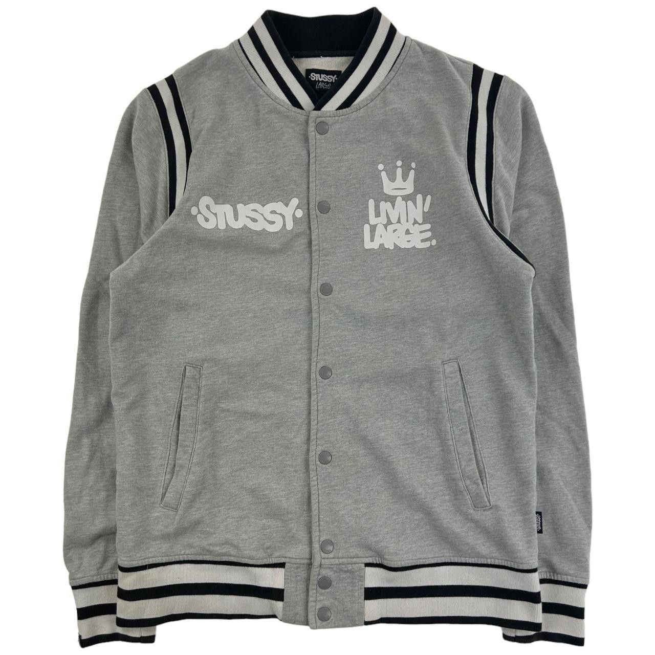 image of Vintage Stussy Varsity Jacket Size M in Grey, Men's