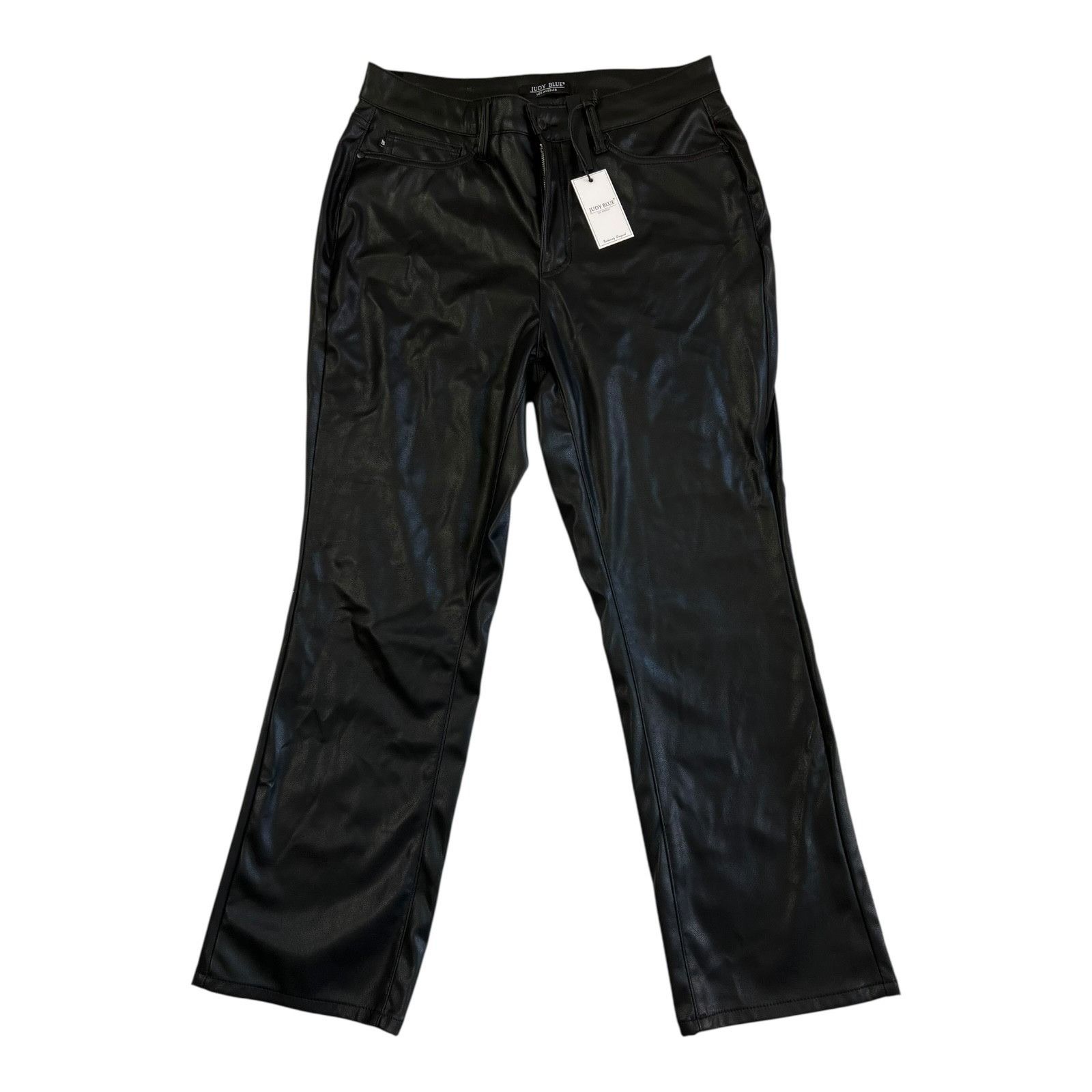 Judy Blue Judy Blue Faux Leather Front Black Straight Fit Jeans Women Size 36" / US 14 / IT 50 - 1 Thumbnail