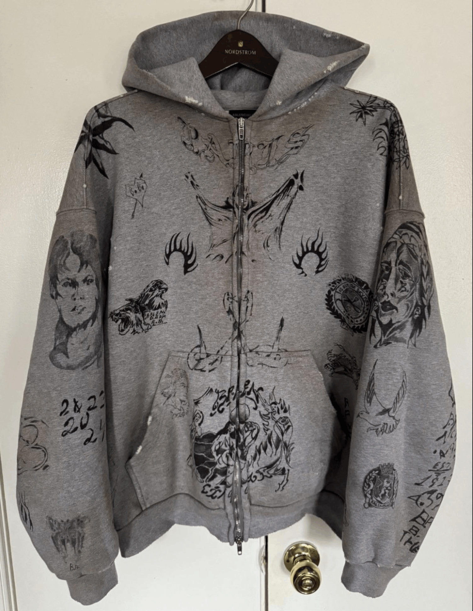 BALENCIAGA Graffiti Distressed Hoodie