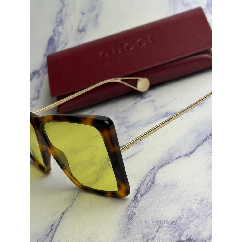 Gucci NEW Gucci GG0434S Havana Brown Yellow Lens Sunglasses Size ONE SIZE - 4 Thumbnail