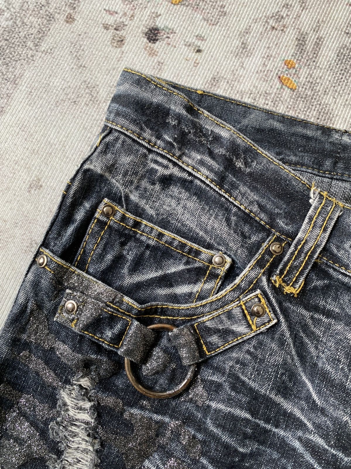 Japanese Brand Lowbox Premium Claws Mark Honey Comb Distressed Flare Denim Size US 32 / EU 48 - 12 Thumbnail