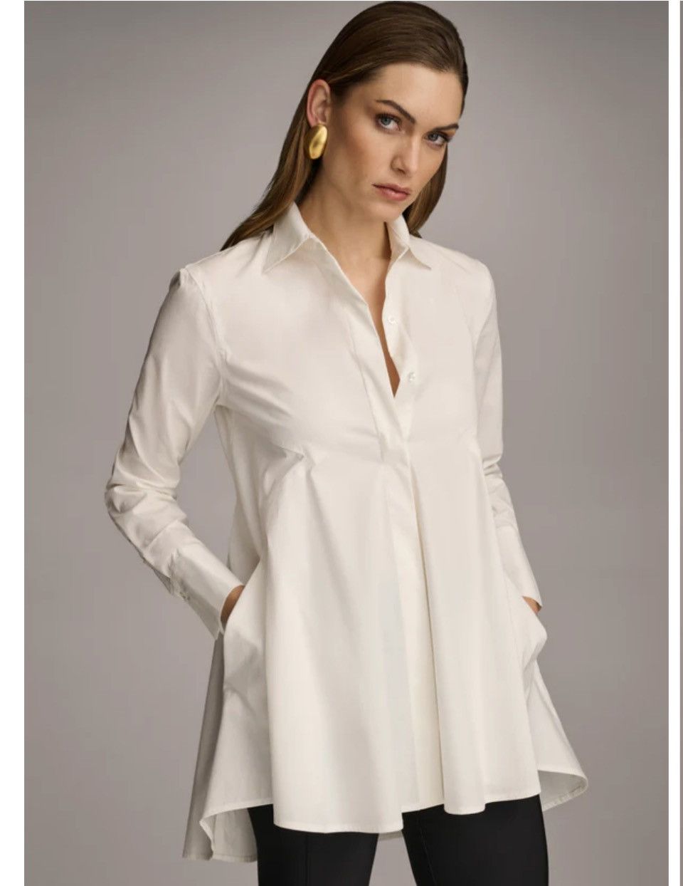 Donna Karan DONNA KARAN Long Sleeve A-LINE Tunic w/Pockets Size S / US 4 / IT 40 - 1 Thumbnail