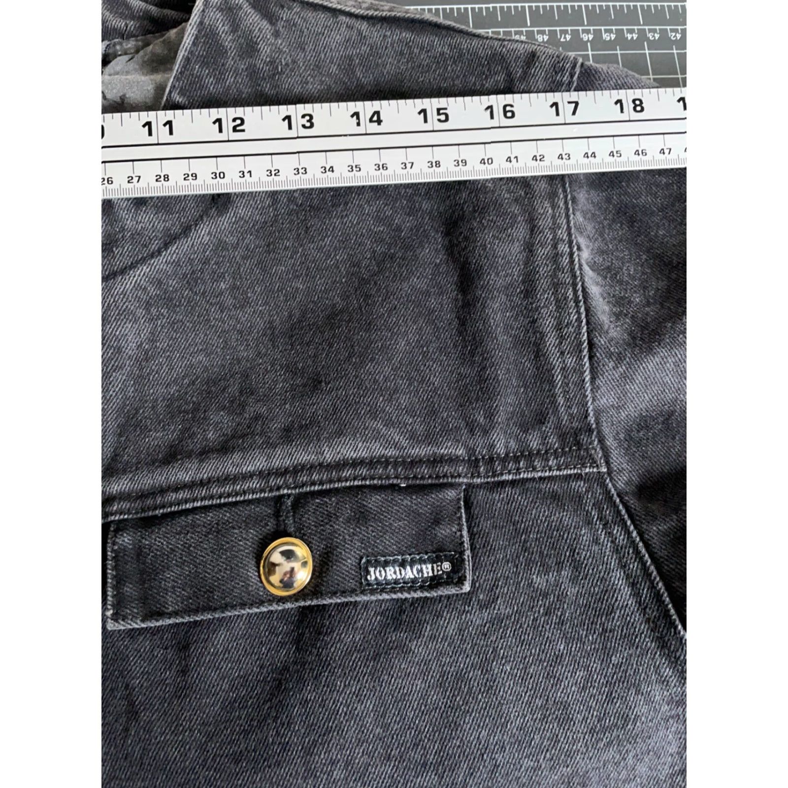 Jordache Vintage Jordache Concepts Jean Jacket Women's Large Black Denim Boxy Fit Trucker Shirt Size 36" / US 14 / IT 50 - 7 Thumbnail