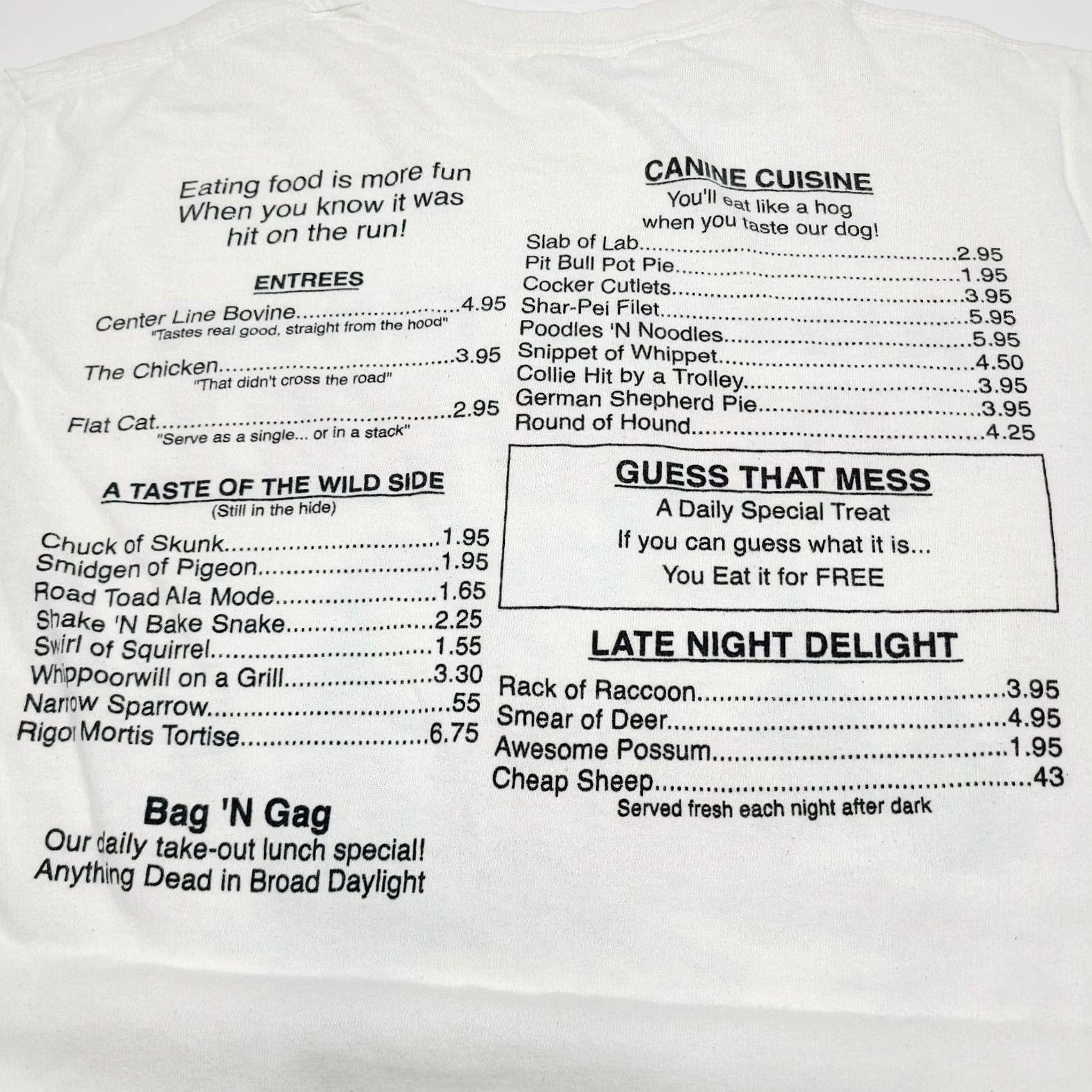 Vintage VINTAGE Alaska's Road Kill Cafe Double-Sided Men's T-Shirt Size S 90's Crew Neck White Short Sleeve 1980-1989 Men Size US S / EU 44-46 / 1 - 4 Thumbnail