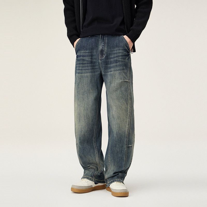 Vintage American retro distressed patchwork straight jeans for men Size US 32 / EU 48 - 1 Thumbnail
