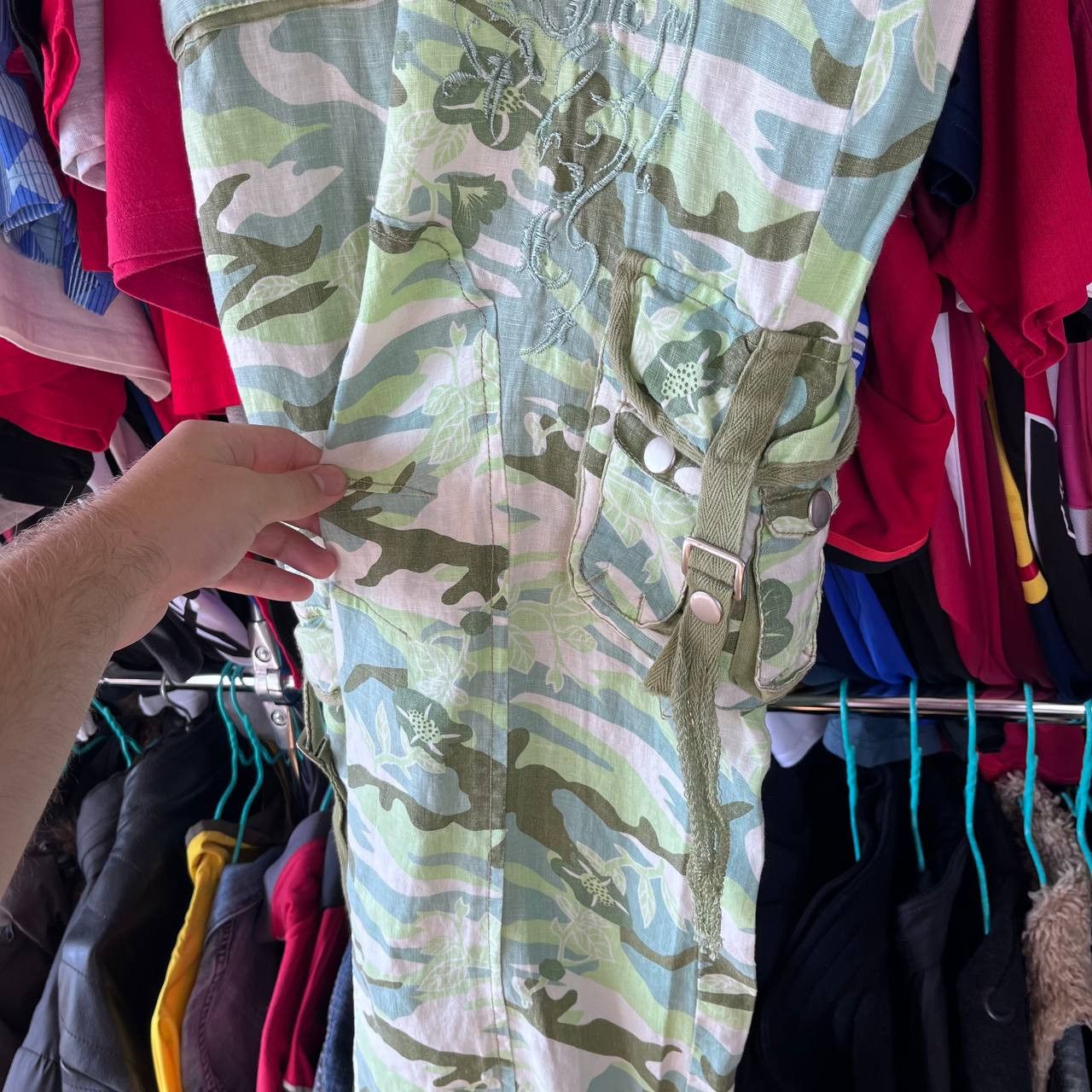 Vintage Y2K Military Camo Cargo Pants Solid Print Japanese Style Size 31" - 3 Thumbnail