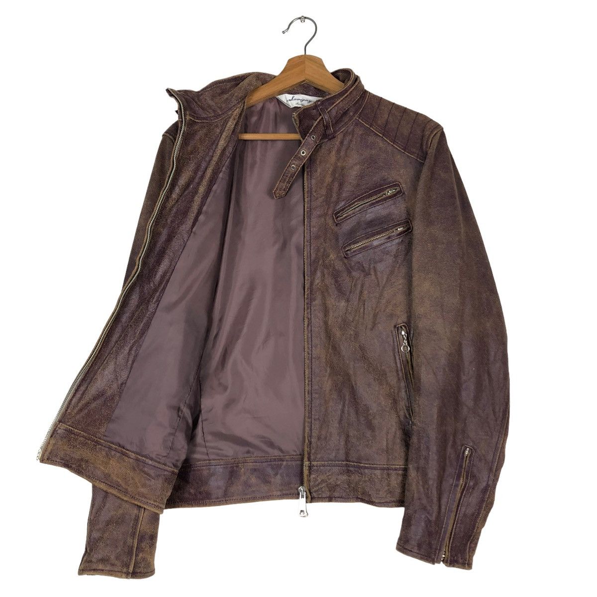 Japanese Brand 🔥VINTAGE SOFT LEATHER BIKER JACKET SANKO ISSEY MIYAKE Size US M / EU 48-50 / 2 - 11 Thumbnail