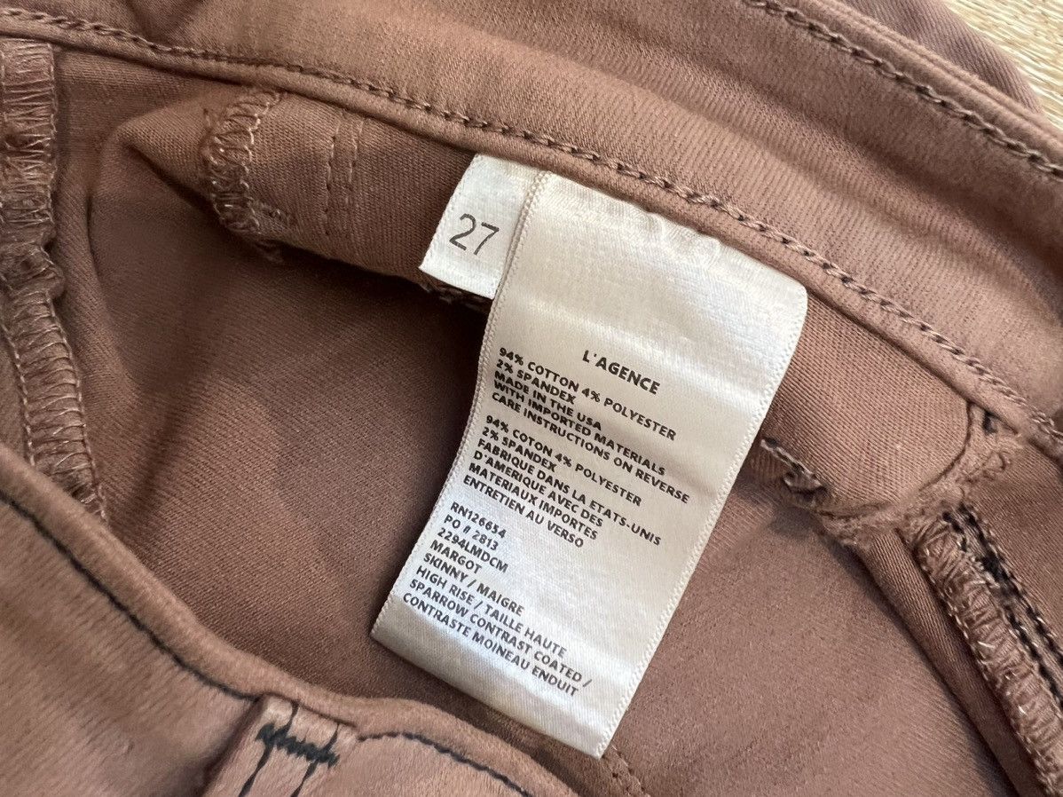 L'AGENCE L'Agence Coated Margot High Rise Skinny Jeans Nutmeg Size 27" / US 4 / IT 40 - 4 Thumbnail