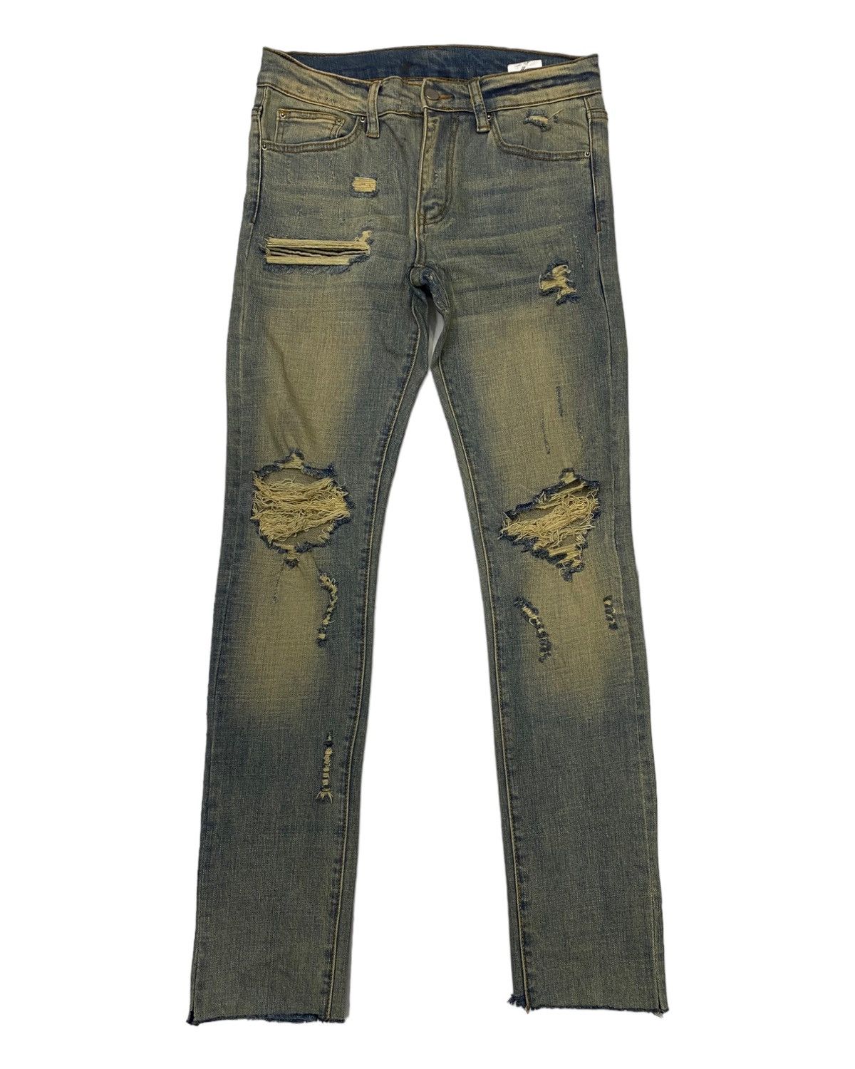 If Six Was Nine × Japanese Brand × Le Grande Bleu (L.G.B.) 🔥RUSTY DISTRESSED MNML DISTRESS CUT LEGS DENIM RUSTY JEANS Size 29" - 1 Thumbnail