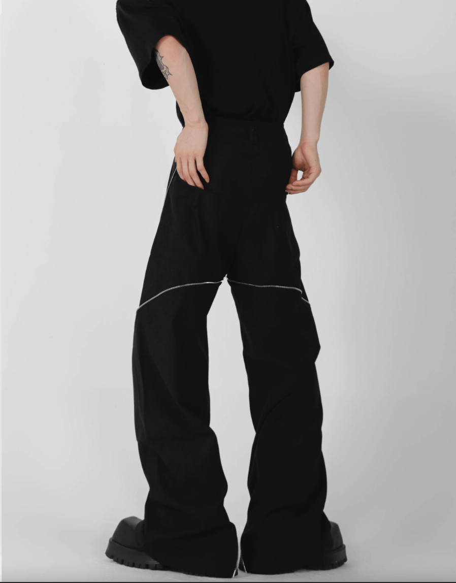 Vision Streetwear Y2K Black Zippered Baggy Wide Leg Casual Pants Size US 34 / EU 50 - 4 Thumbnail