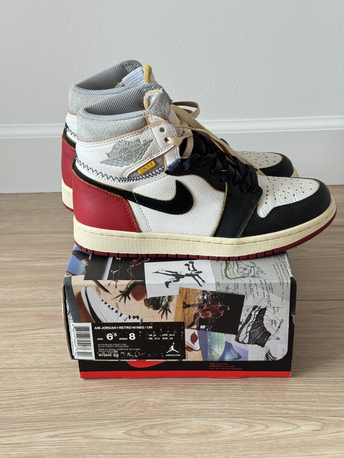 Jordan Brand Union Jordan 1 Black Toe Neutral Grey Size US 6.5 / EU 39-40 - 11 Thumbnail