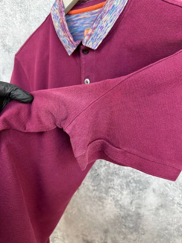 Missoni Missoni Polo Shirt Burgundy Knit Striped Collar Designer Size US L / EU 52-54 / 3 - 8 Thumbnail