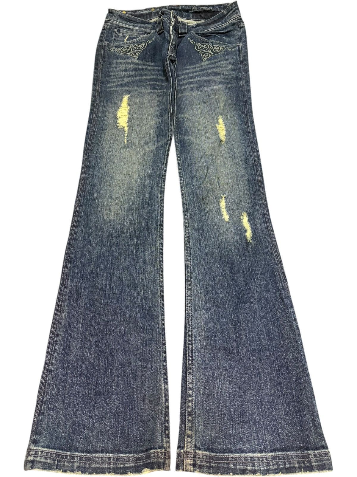 Hysteric Glamour Vintage Japanese Buffalo Distressed Low Rise Flare Jeans Size 27" / US 4 / IT 40 - 1 Thumbnail