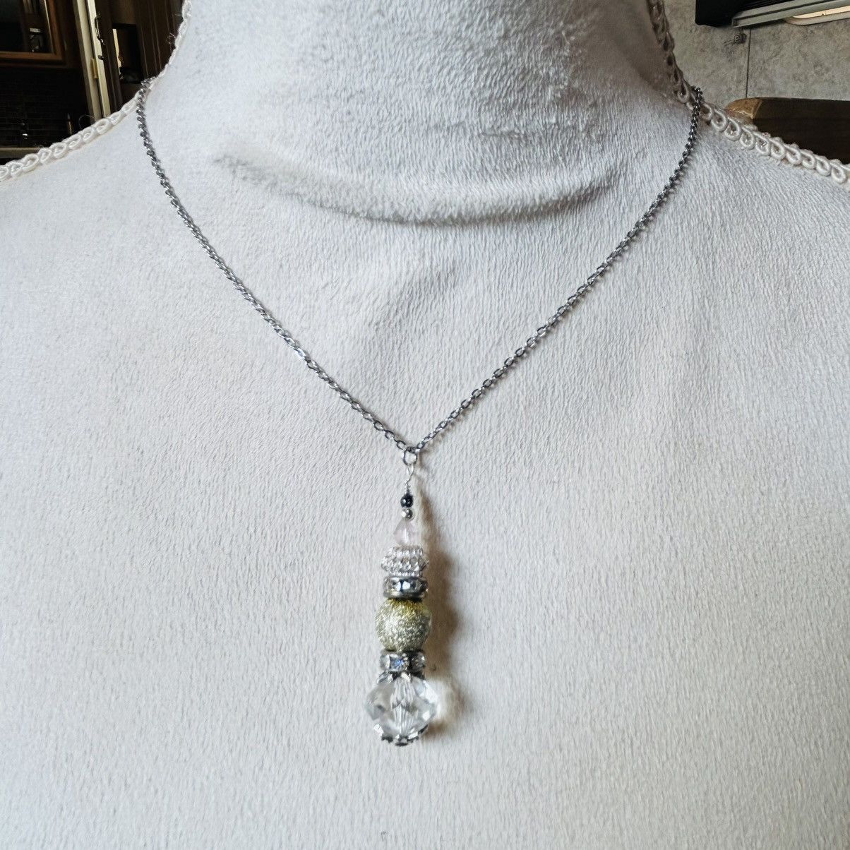 Handmade Handcrafted faceted crystal vintage lucite hematite necklace Size ONE SIZE - 3 Thumbnail