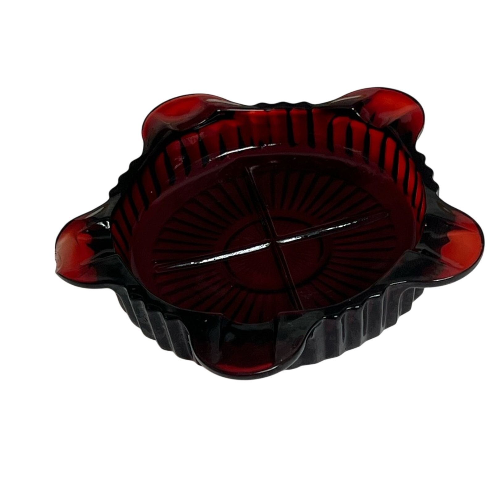 Vintage Vintage Ashtray Ruby Red Glass Fancy Design Size ONE SIZE - 1 Thumbnail