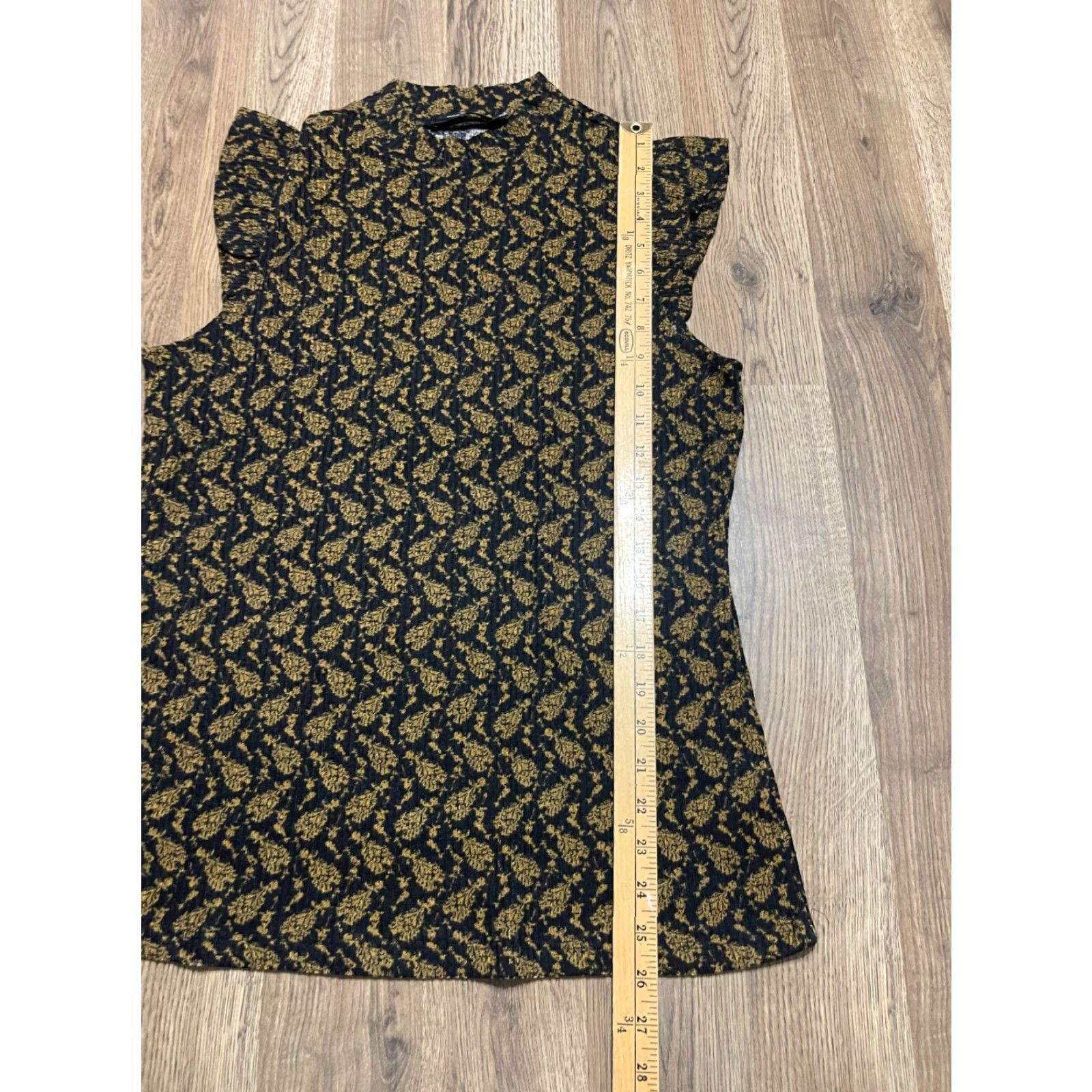 Vintage Doe & Rae Shirt Womens Large Black Gold Sleeveless Allover Print Tank Vintage? No Size L / US 10 / IT 46 - 6 Thumbnail