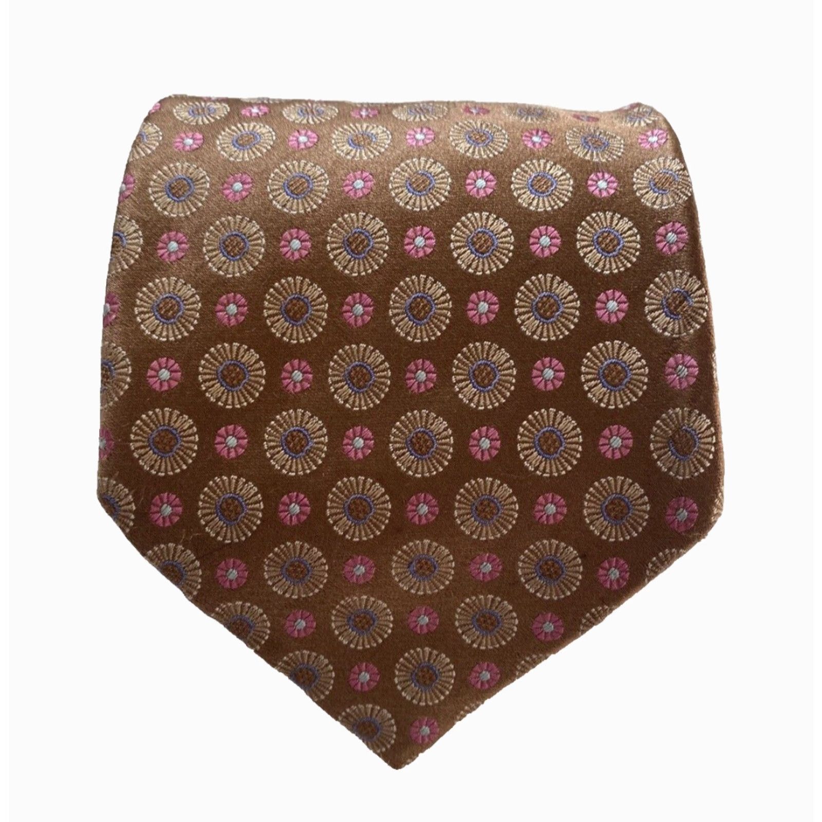 Ermenegildo Zegna VINTAGE Ermenegildo Zegna Silk Tie Floral Foulard Made in Italy Men’s Tie Copper Silk 61.75" 3.75" Wide Preppy Designer Size ONE SIZE - 2 Thumbnail