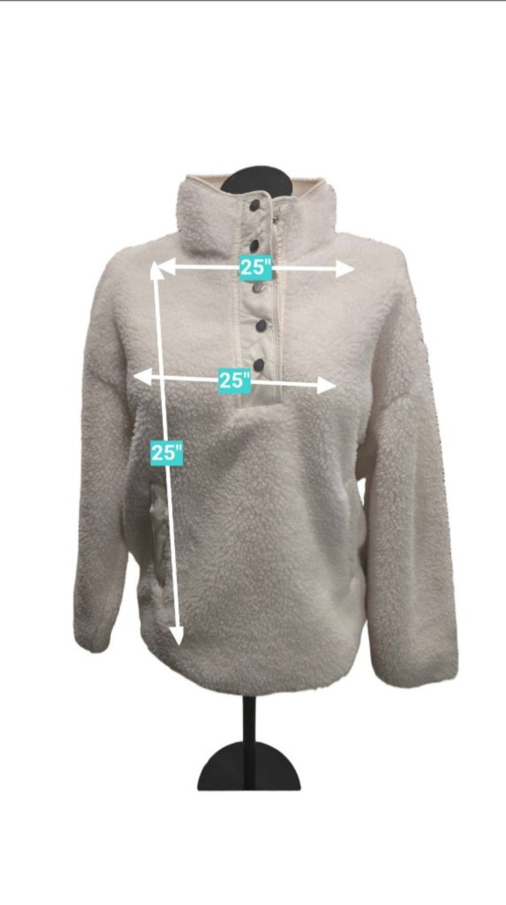 Athleta Athleta White Sherpa Fleece Snap Pullover Sweatshirt L Size L / US 10 / IT 46 - 4 Thumbnail