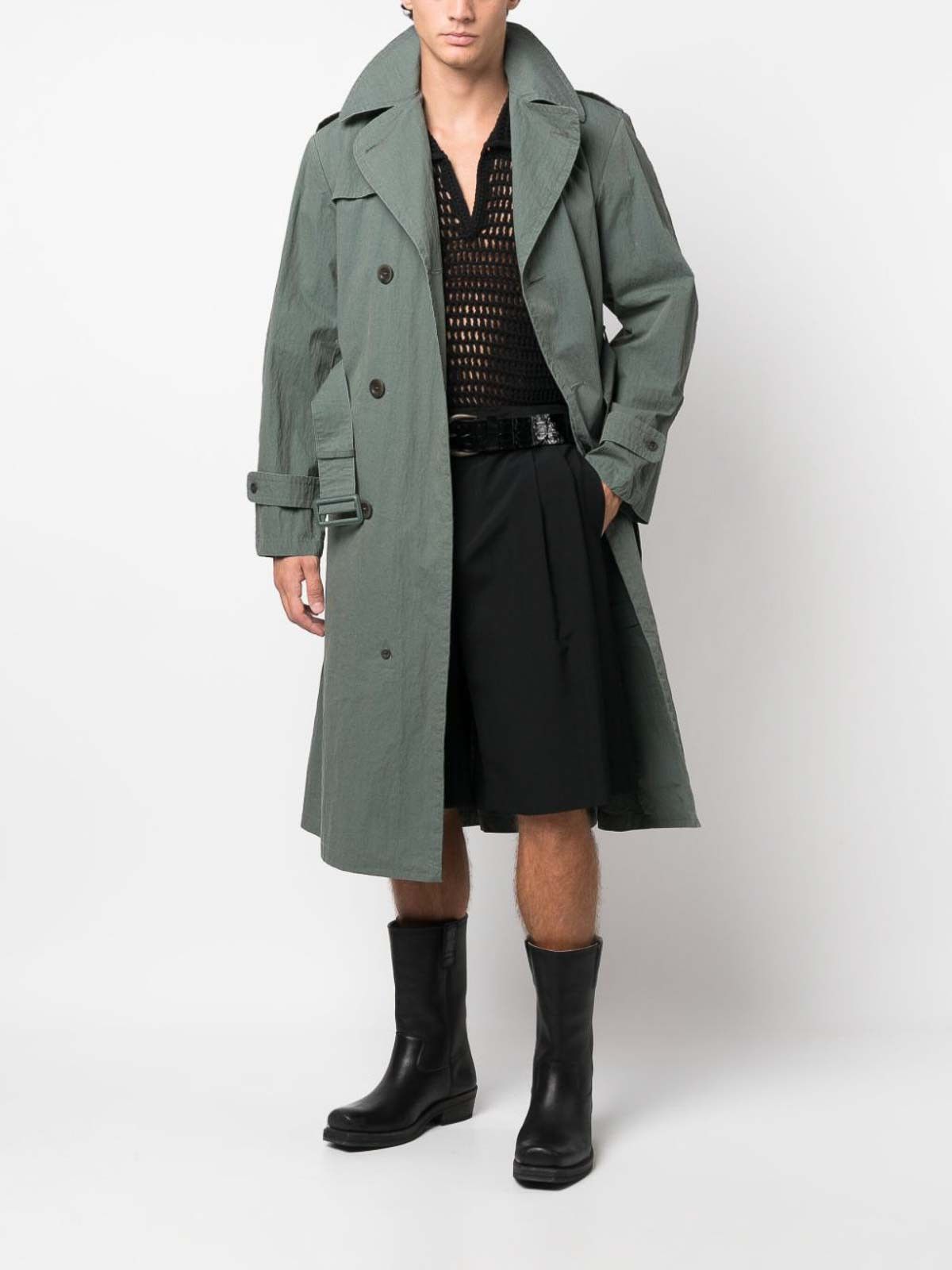 Maison Margiela o1y1124 Double-Breasted Trench Coat in Light Green Size US M / EU 48-50 / 2 - 5 Thumbnail