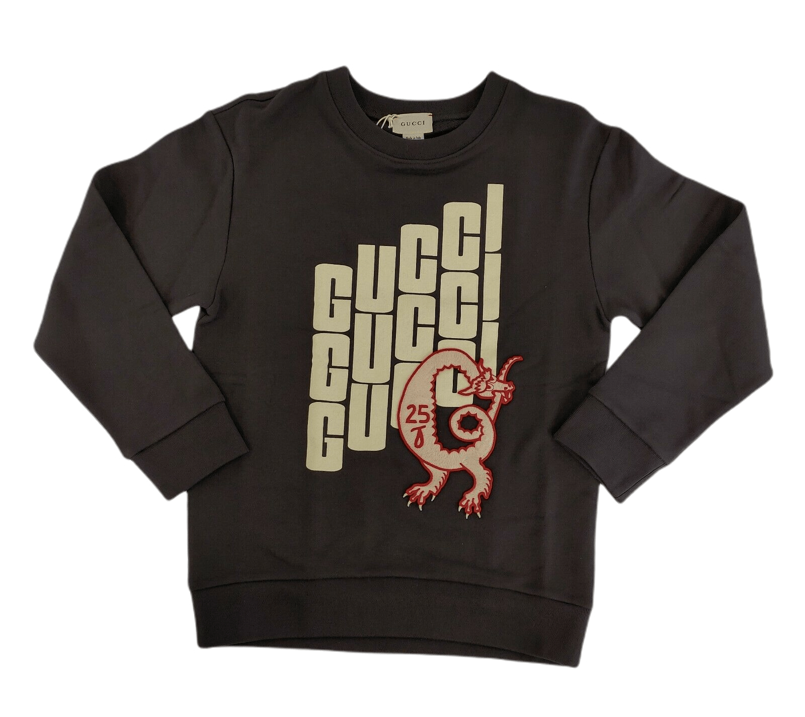 Gucci Boys Black Cotton Logo Print Dragon Patch Sweatshirt 10 XS Size US XS / EU 42 / 0 - 1 Thumbnail