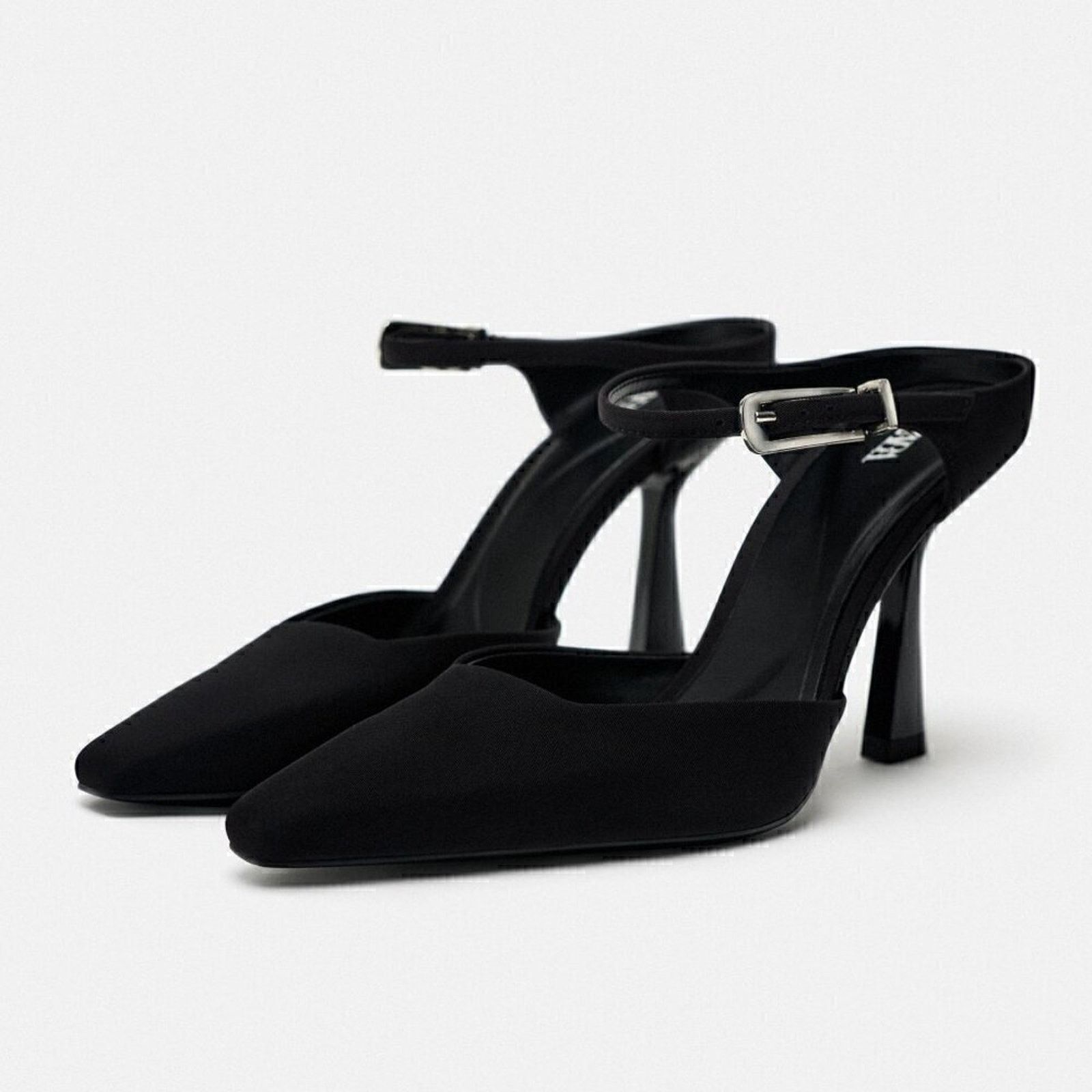 Zara ZARA Minimalist Black Slingback Mule Heels Pointed Toe NWT Size US 8 / IT 38 - 22 Thumbnail