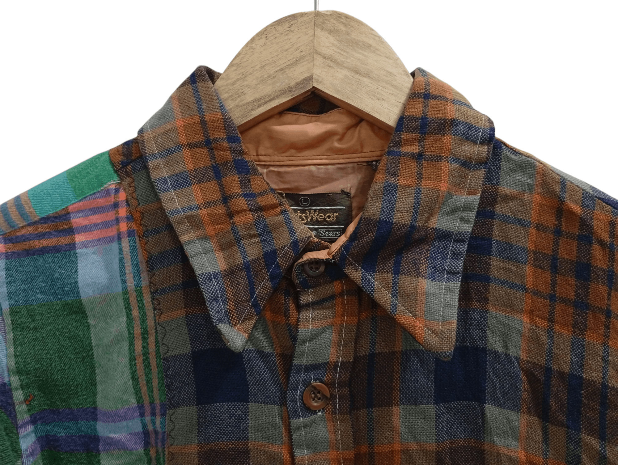 Flannel × Sears × Vintage 🔥🔥Vintage Sears Patchwork Plaid Flannel Shirt Size US M / EU 48-50 / 2 - 20 Thumbnail