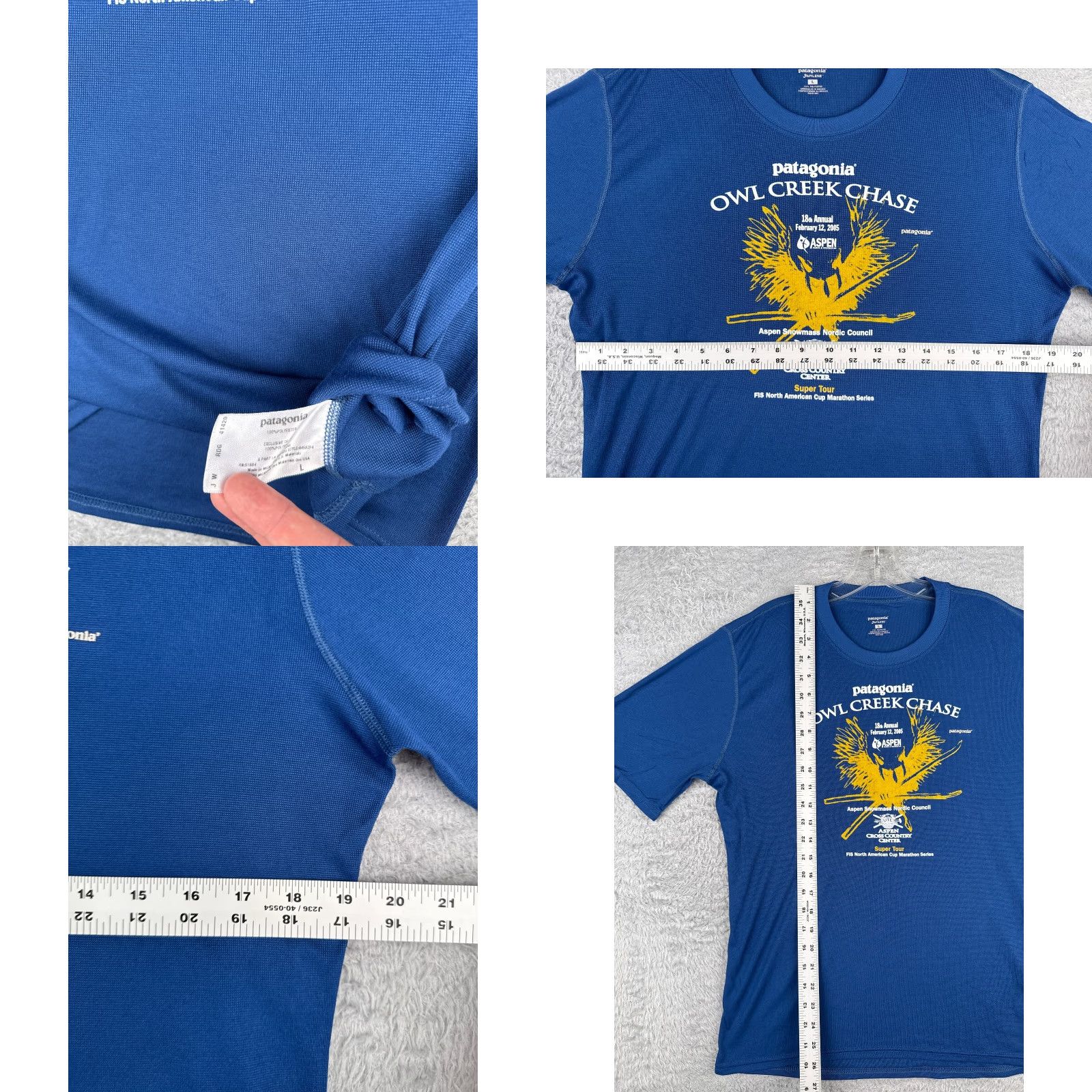 Patagonia Patagonia Shirt Adult Large Blue Capilene Polyester Owl Creek Chase Crew Neck Shirt Mens Size US L / EU 52-54 / 3 - 8 Thumbnail