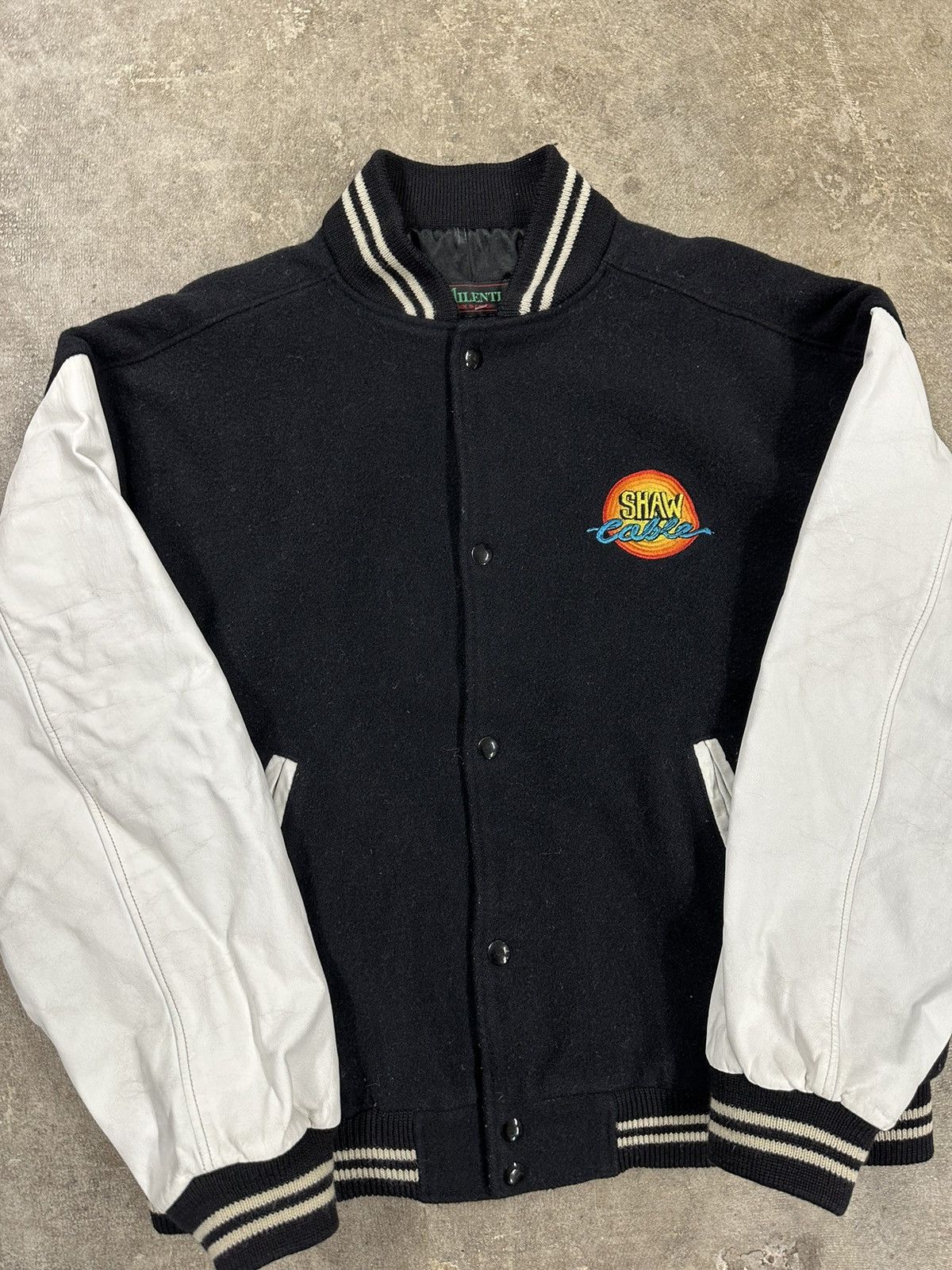 Vintage Vintage 90s Shaw Cable Leather Varsity Promo Jacket Size US M / EU 48-50 / 2 - 4 Thumbnail