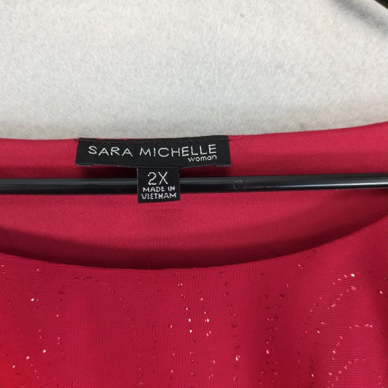 Other Sara Michelle Red Black Ombre Glitter Blouse Top Women's 2X Size XXL / US 16-18 / IT 52-54 - 3 Thumbnail