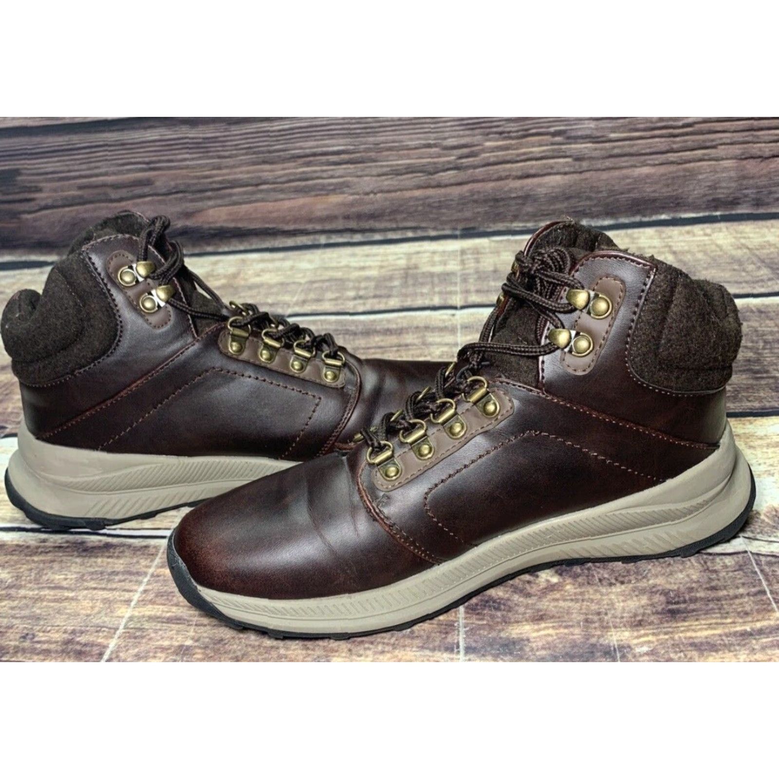 Vintage Khombu Boot Hiking Mens 8M Brown Faux Leather Very Clean Excellent Condition Size US 8 / EU 41 - 4 Thumbnail