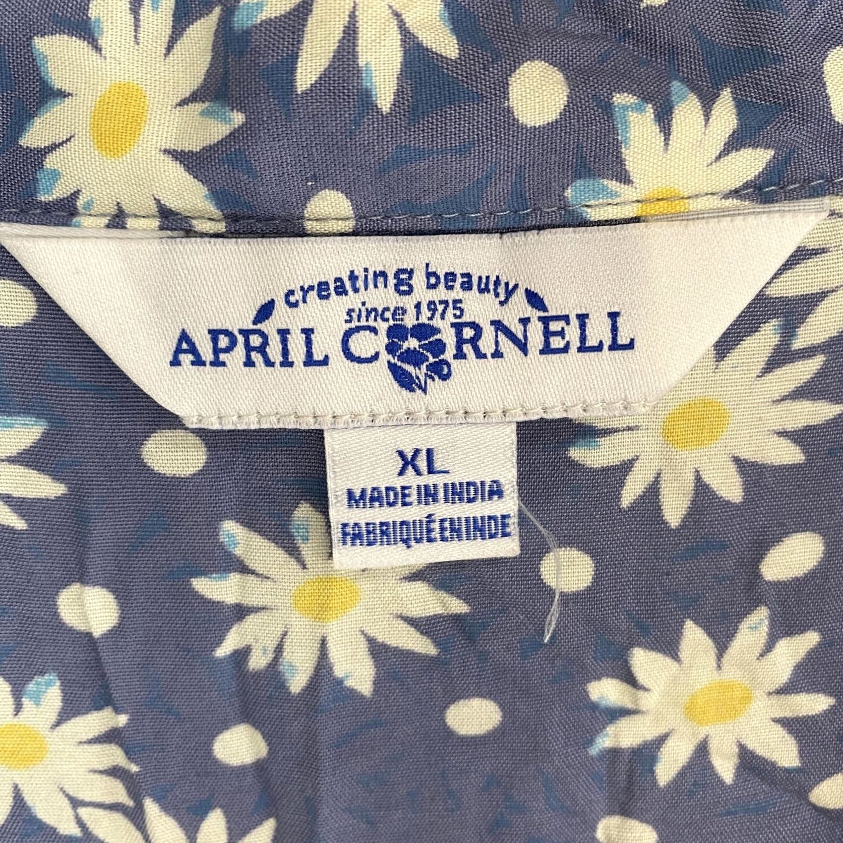 Vintage April Cornell Shirt Dress Womens XL Blue Daisy Floral Button Midi Rayon Casual Size XL / US 12-14 / IT 48-50 - 6 Thumbnail