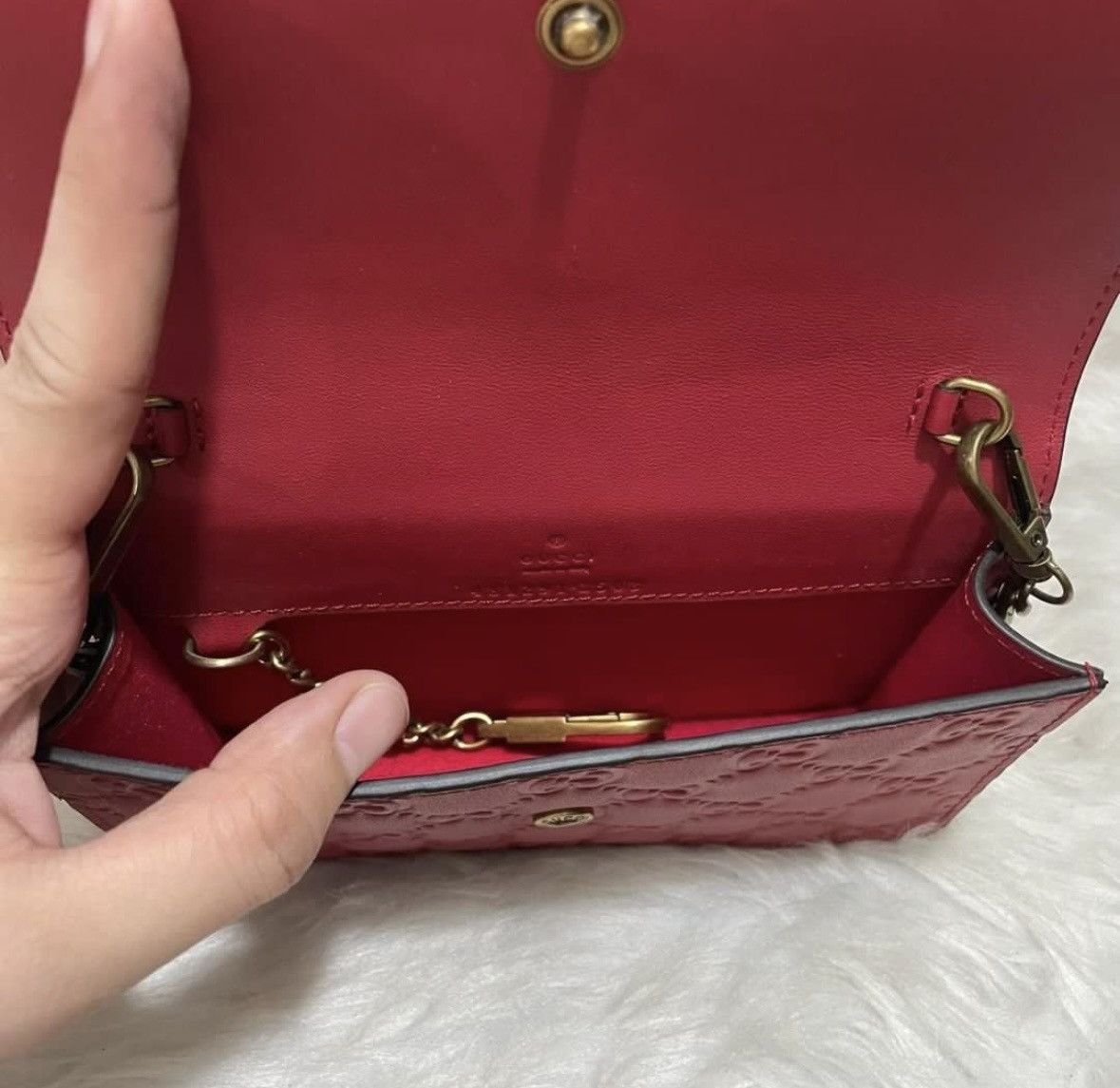 Gucci Gucci Red Guccissima Leather Mini Cherry Chain Shoulder Bag Size ONE SIZE - 4 Thumbnail