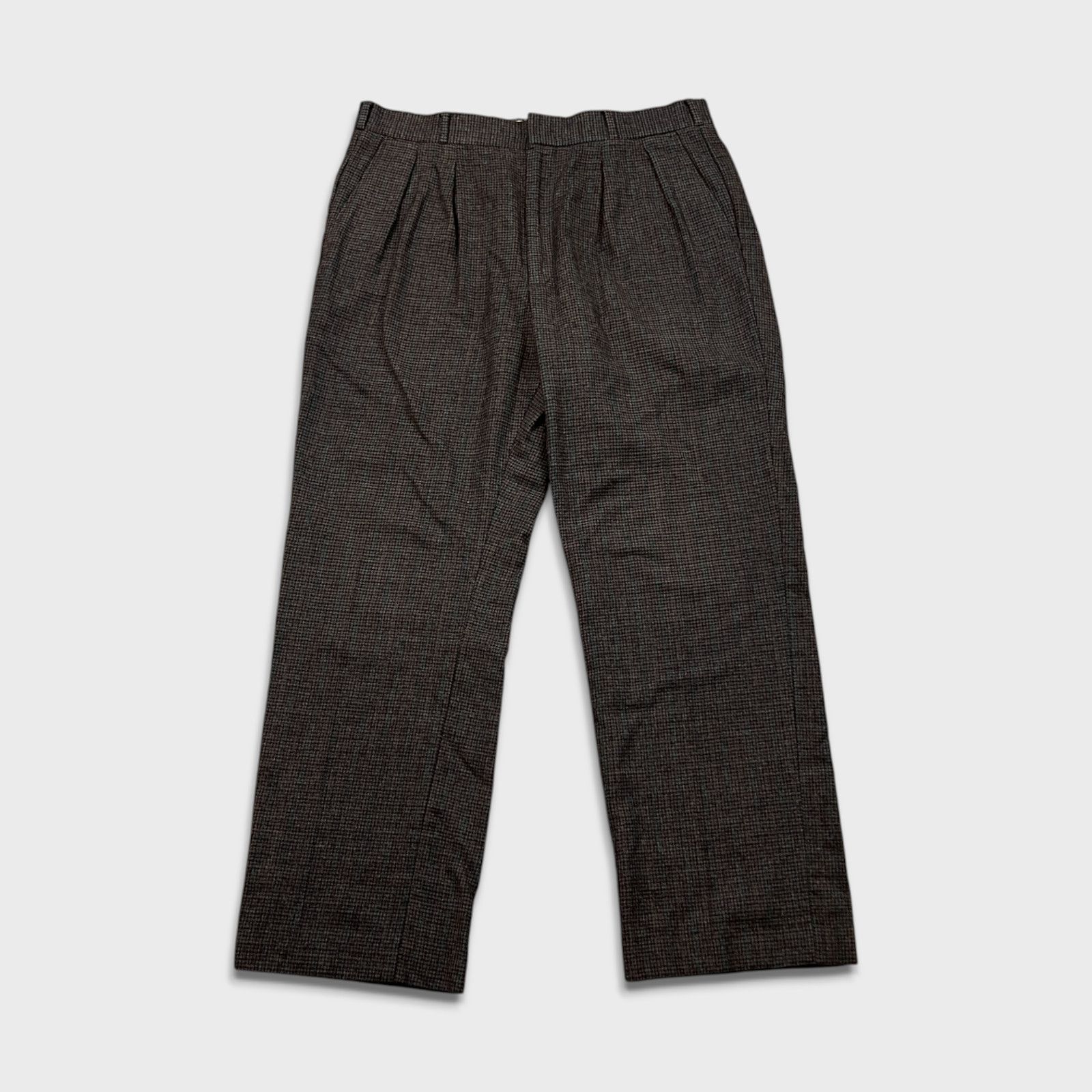 Vintage Thomson Dress Pants 34x28 Plaid Pleat Baggy Wool 90s Trouser Size US 34 / EU 50 - 1 Thumbnail