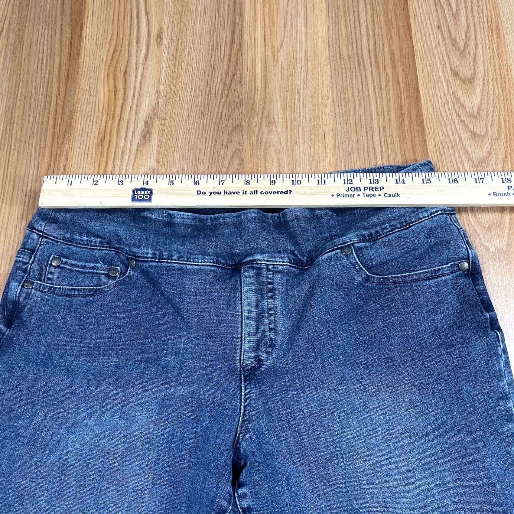 Denime Premium Denim Jeans Womens 10 Straight Leg Mid Rise Stretch Blue Denim Pants Size 32" / US 10 / IT 46 - 3 Thumbnail
